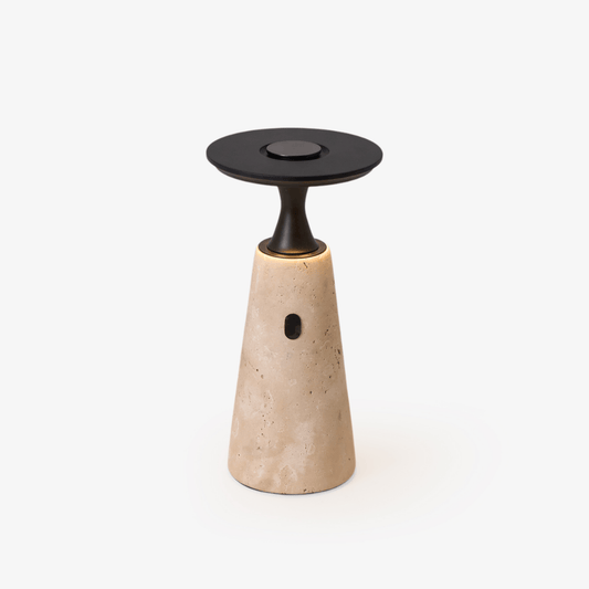 Vespera Sculptural Travertine Table Lamp