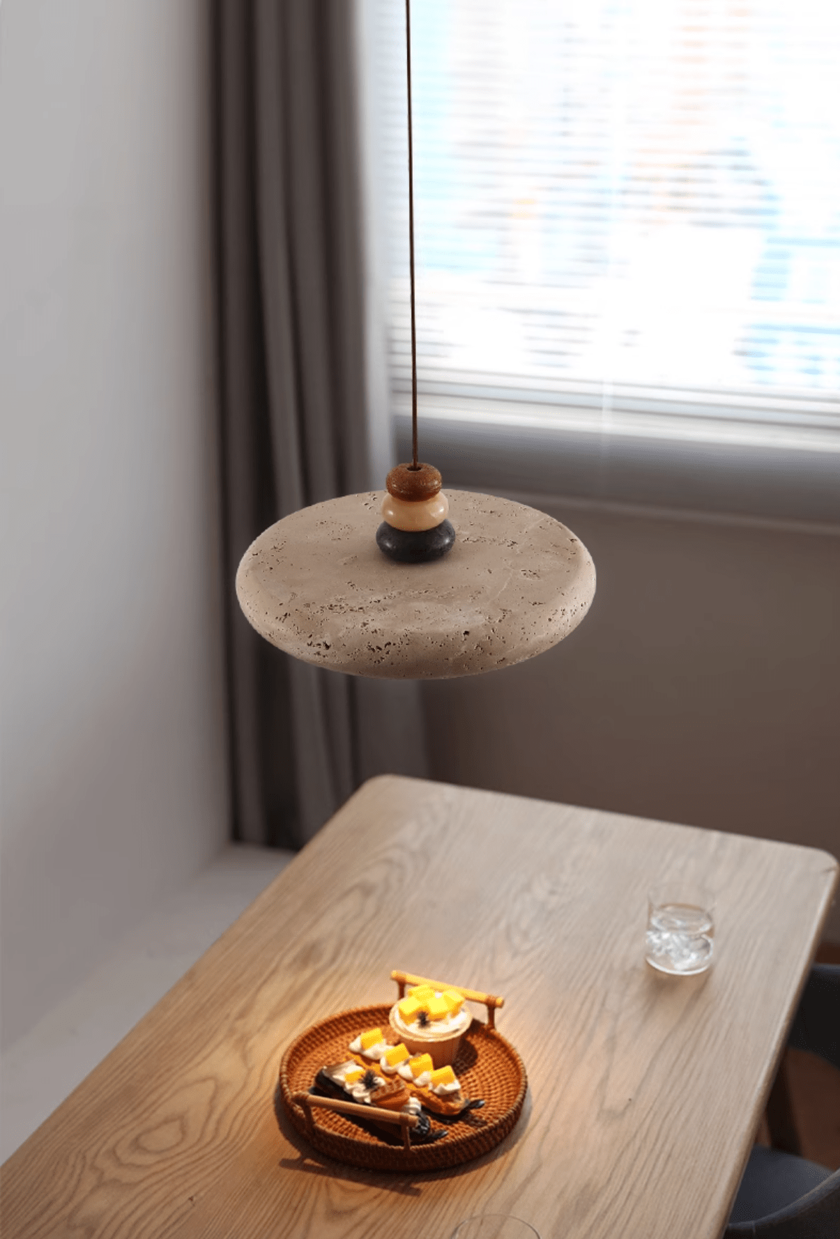 Cuvarora Disc Travertine Pendant Light