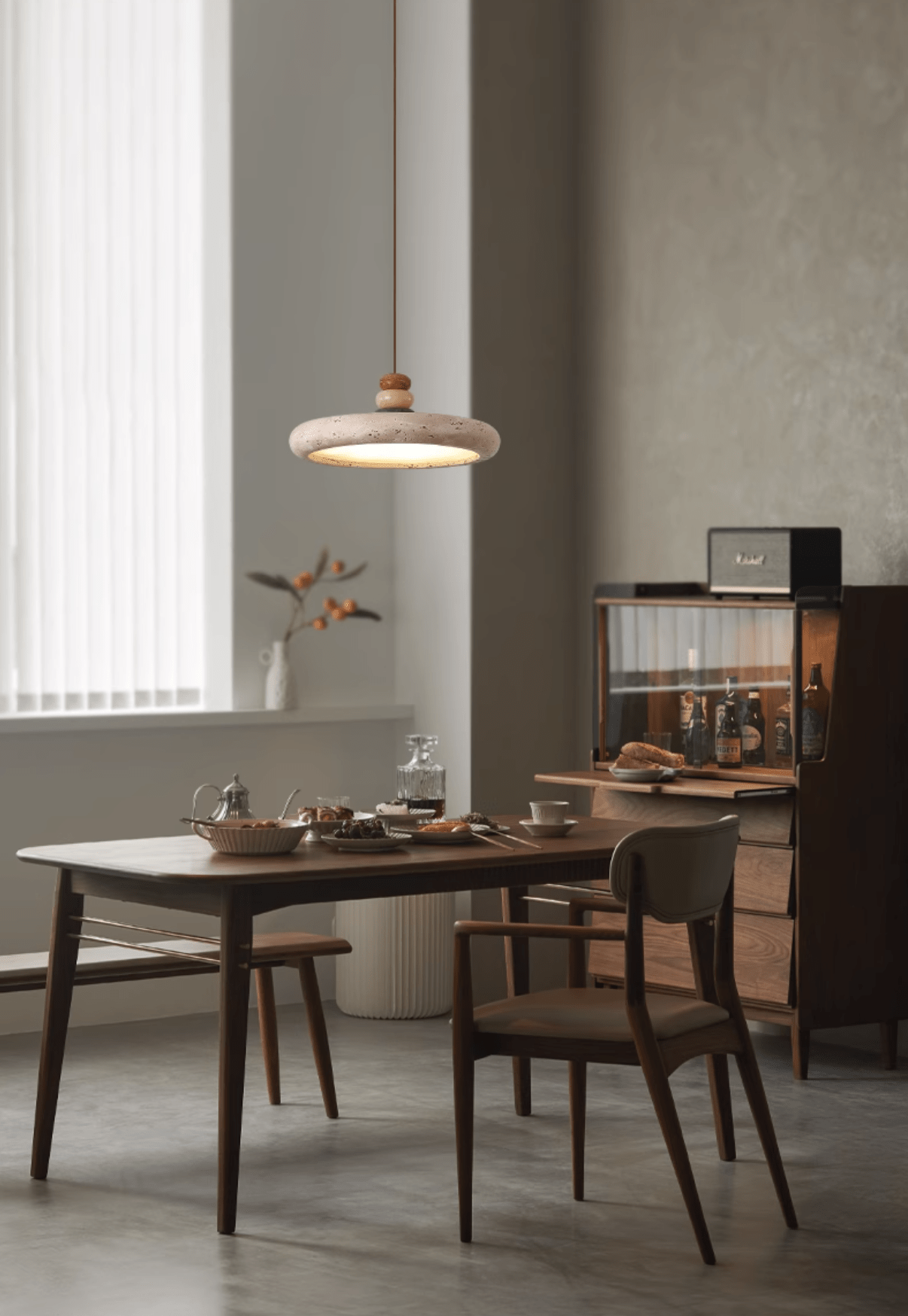 Cuvarora Disc Travertine Pendant Light
