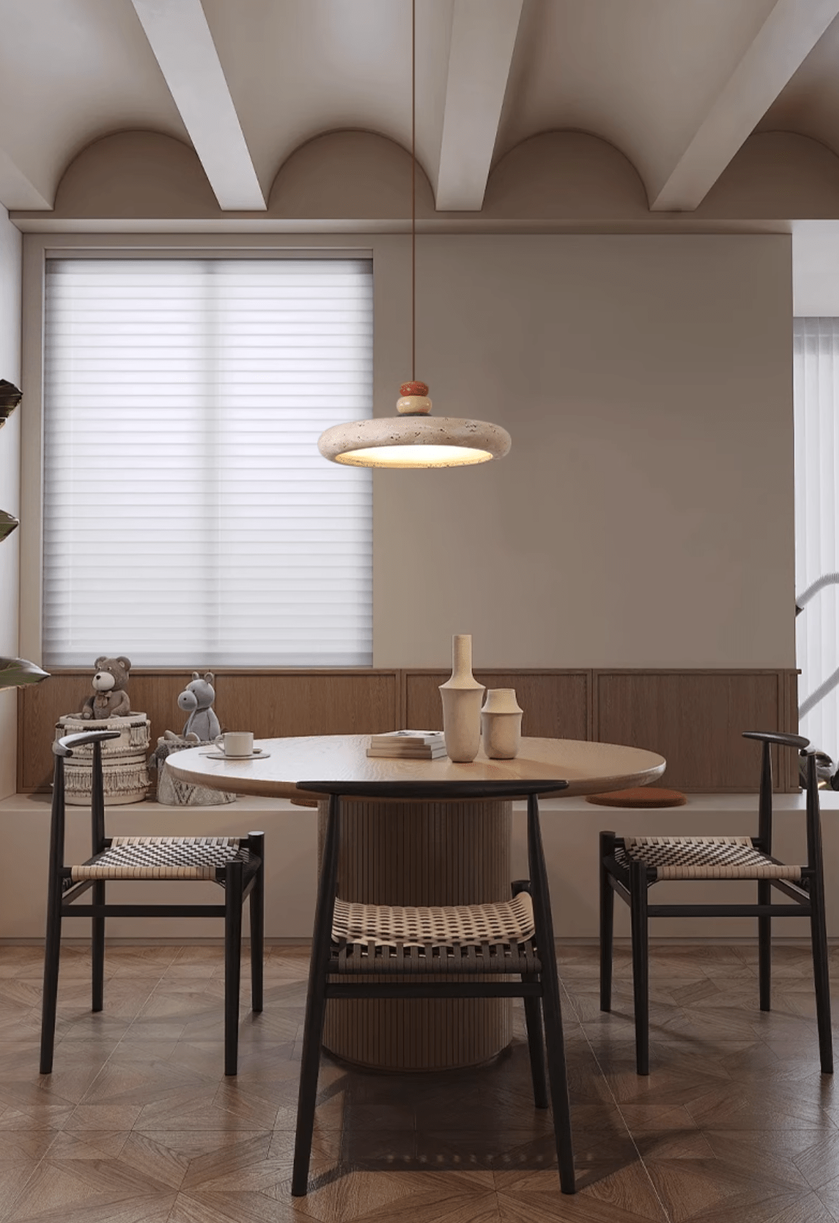 Cuvarora Disc Travertine Pendant Light