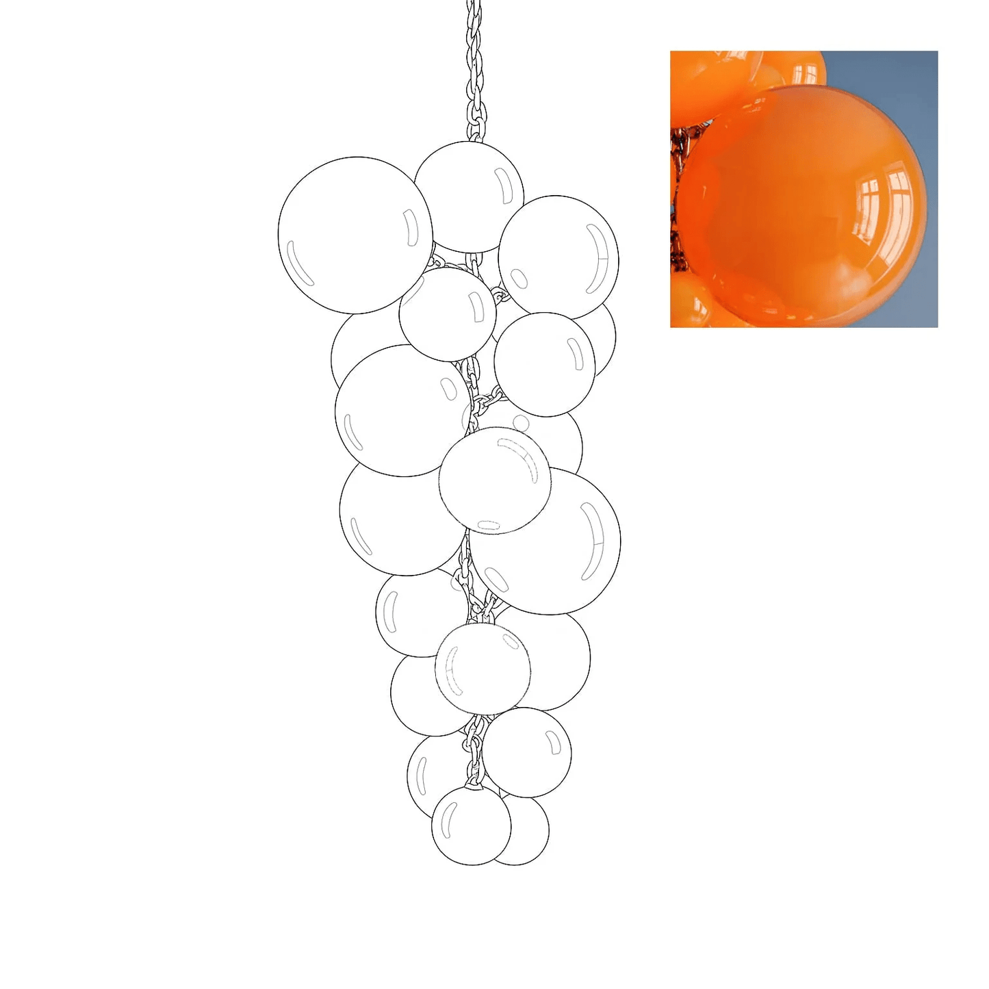 Aurora Chandelier Murano Glass Grape Cluster Art Deco