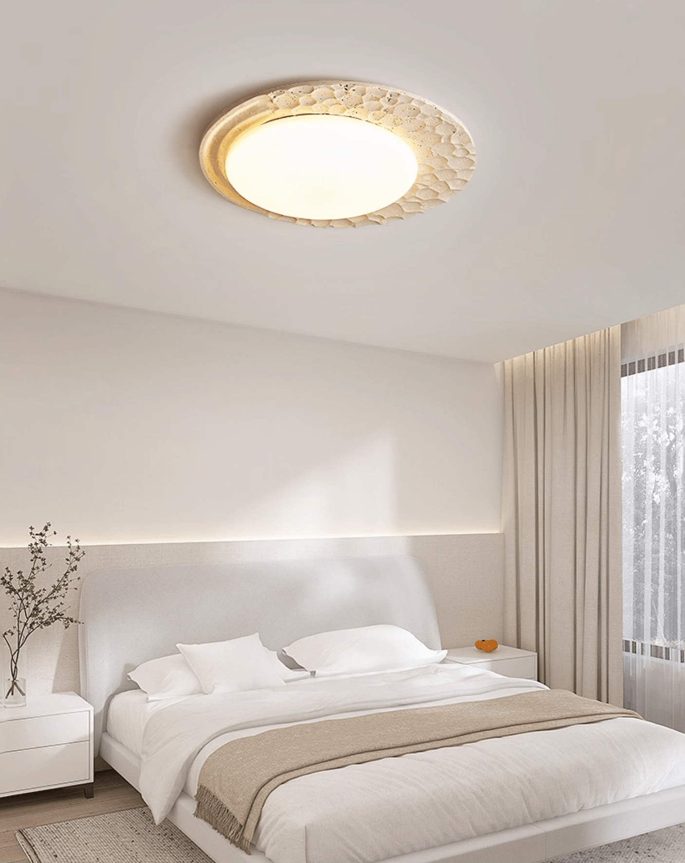 Ivsoris Textured Travertine Ceiling Light