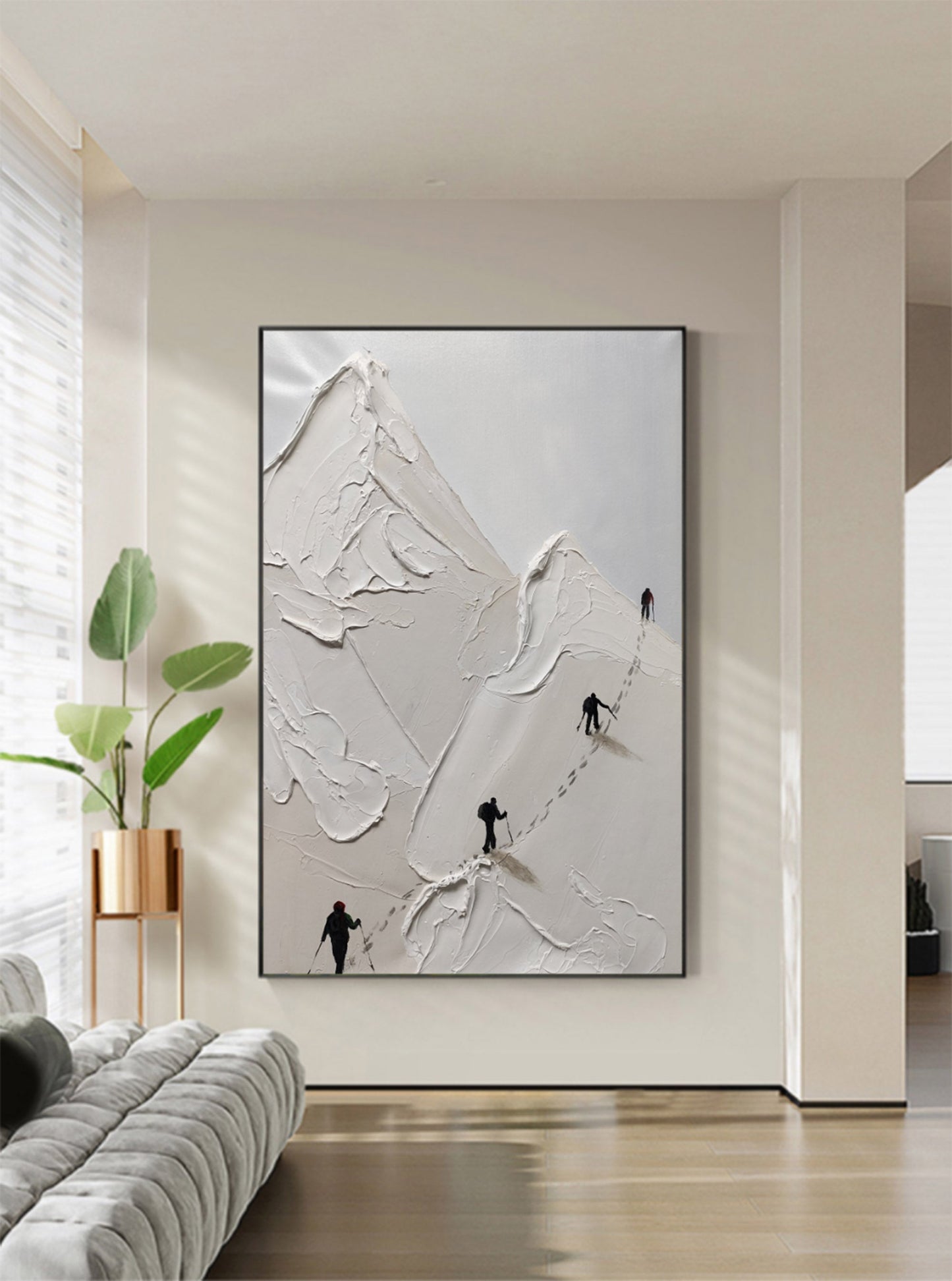 Skier Plaster Art Texture Wall Art