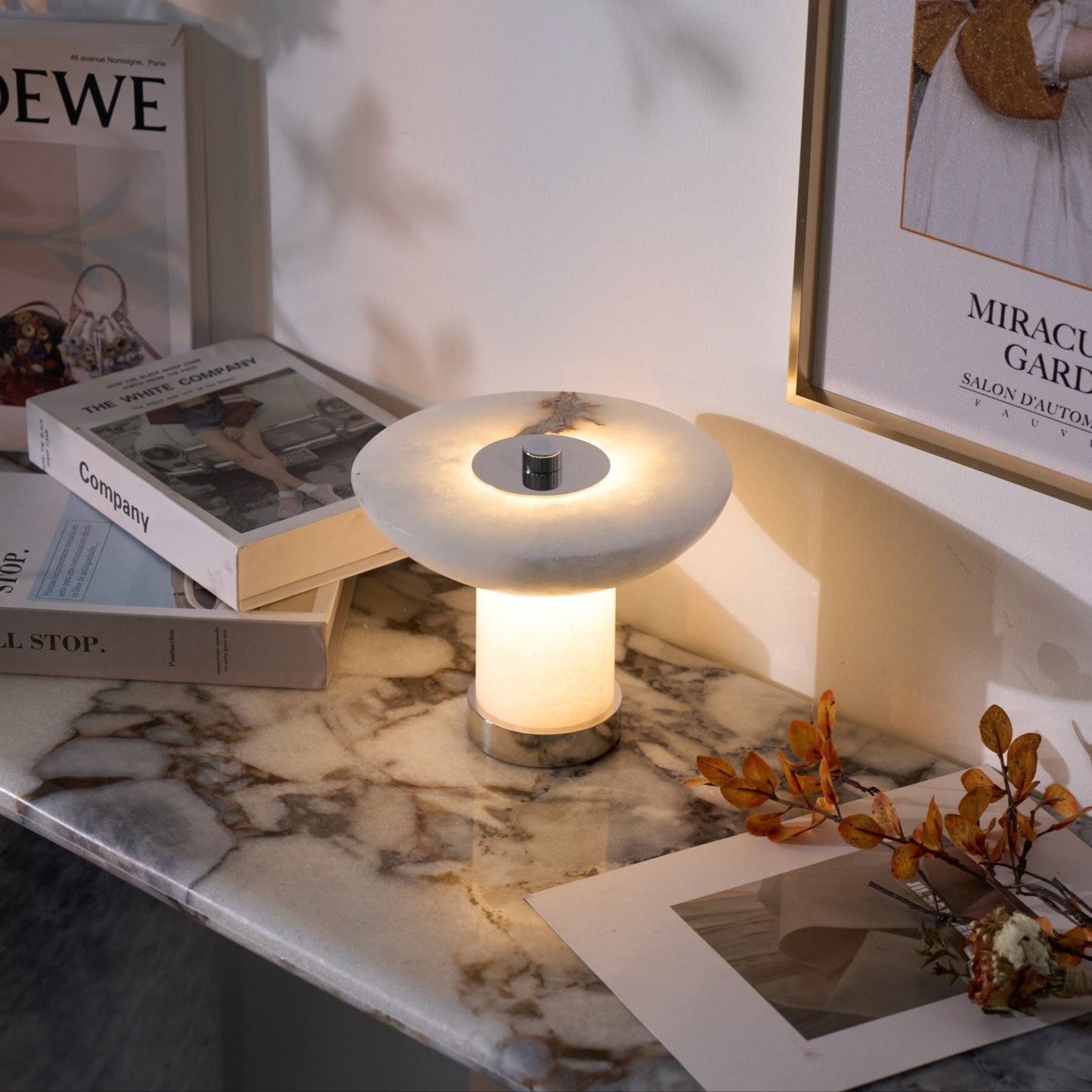 Eurnoran Mushroom Shaped Alabaster Table Lamp