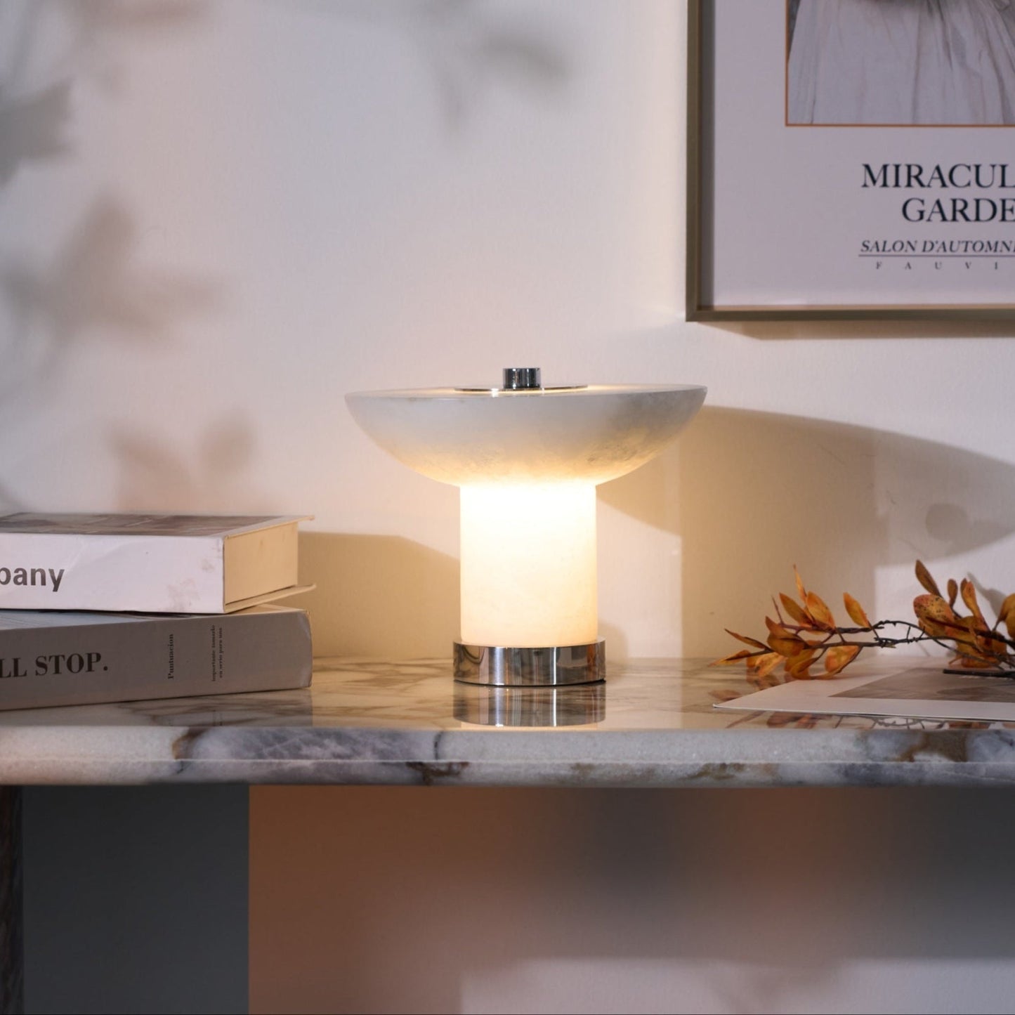Eurnoran Mushroom Shaped Alabaster Table Lamp