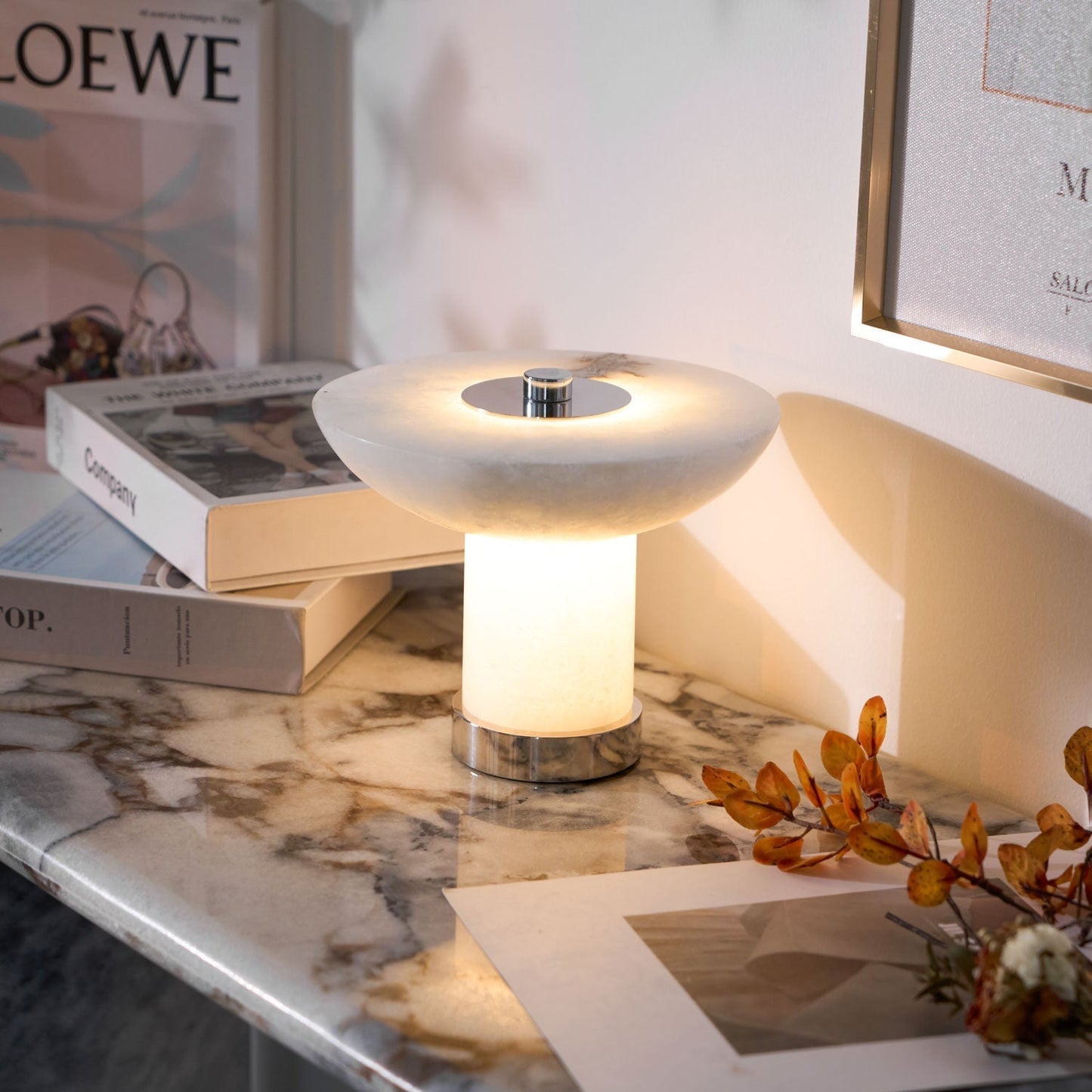 Eurnoran Mushroom Shaped Alabaster Table Lamp