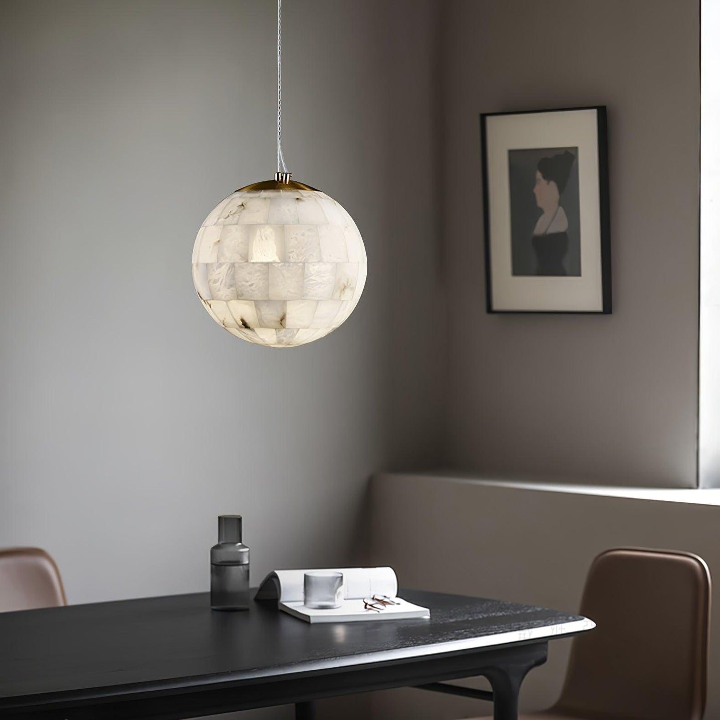 Isolde Alabaster Globe Pendant Light
