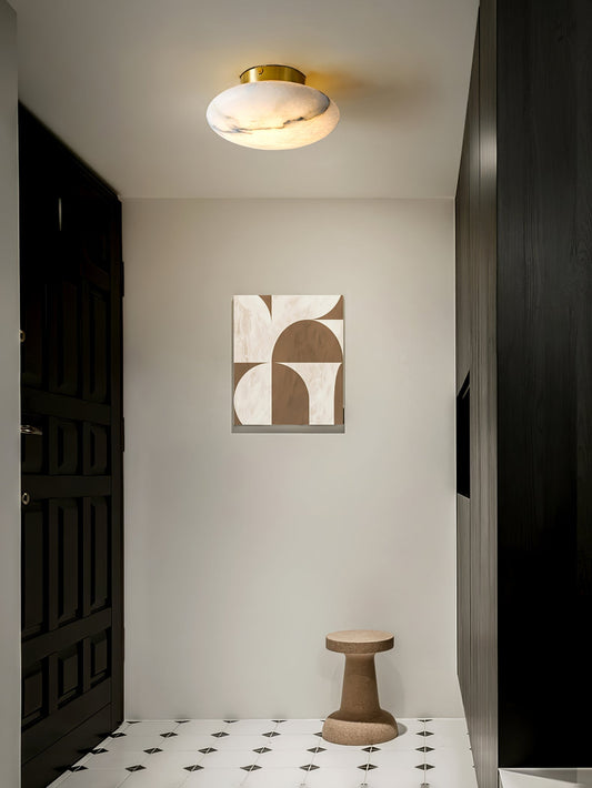 Vanorara Minimalist Alabaster Flush Mount Light