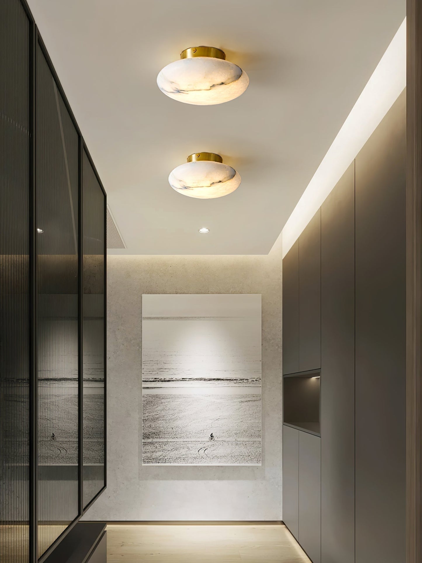 Vanorara Minimalist Alabaster Flush Mount Light