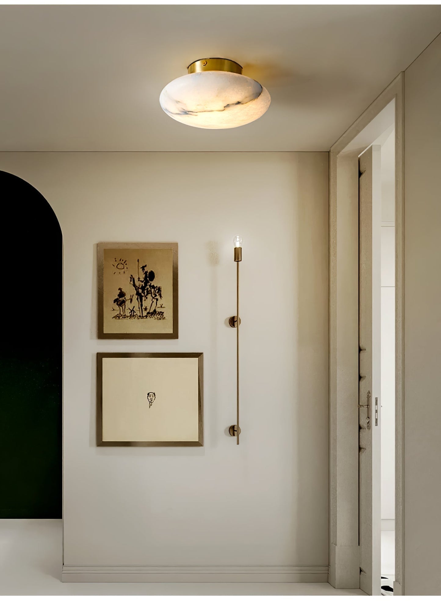 Vanorara Minimalist Alabaster Flush Mount Light