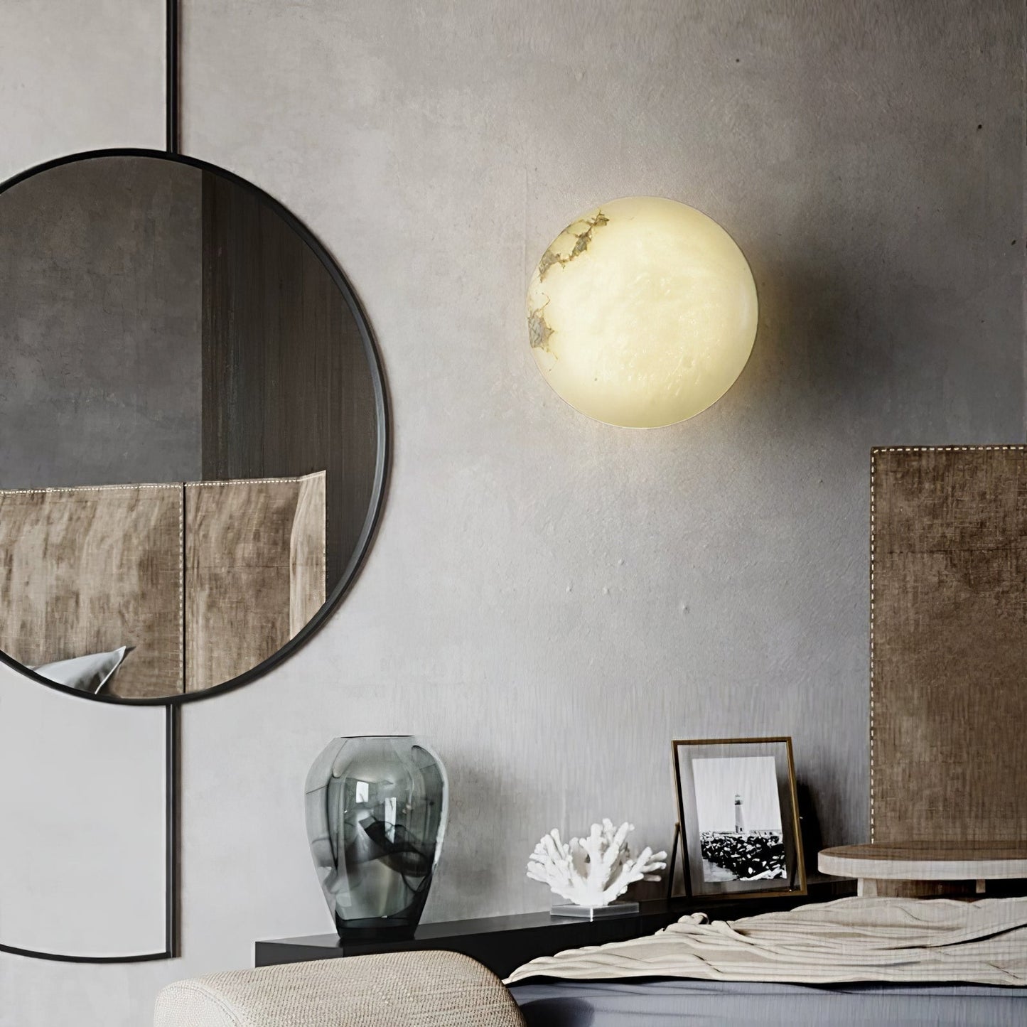 Vanorara Minimalist Alabaster Flush Mount Light