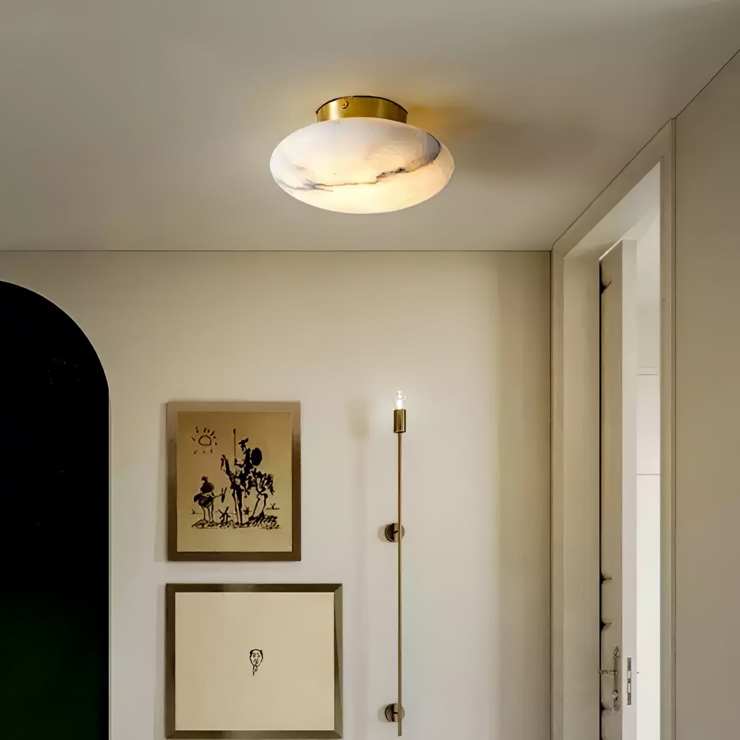Vanorara Minimalist Alabaster Flush Mount Light