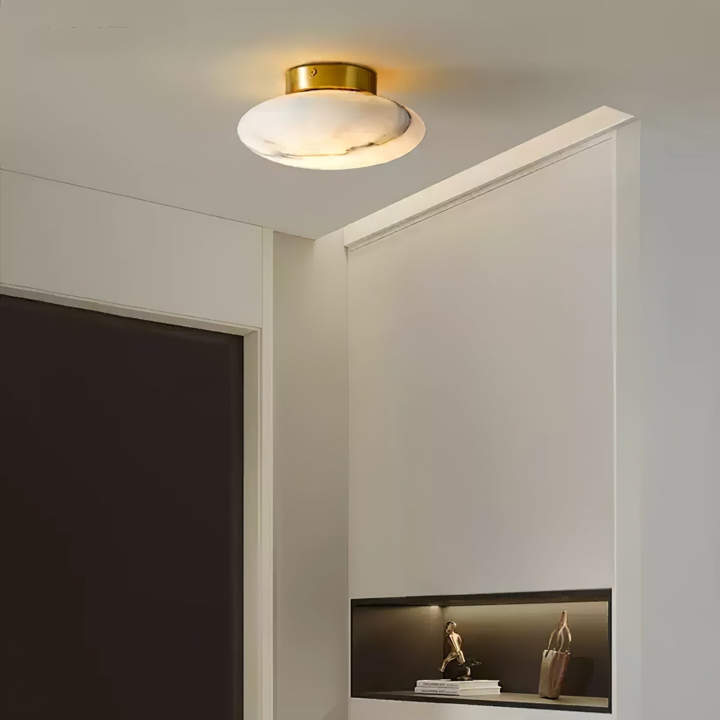 Vanorara Minimalist Alabaster Flush Mount Light