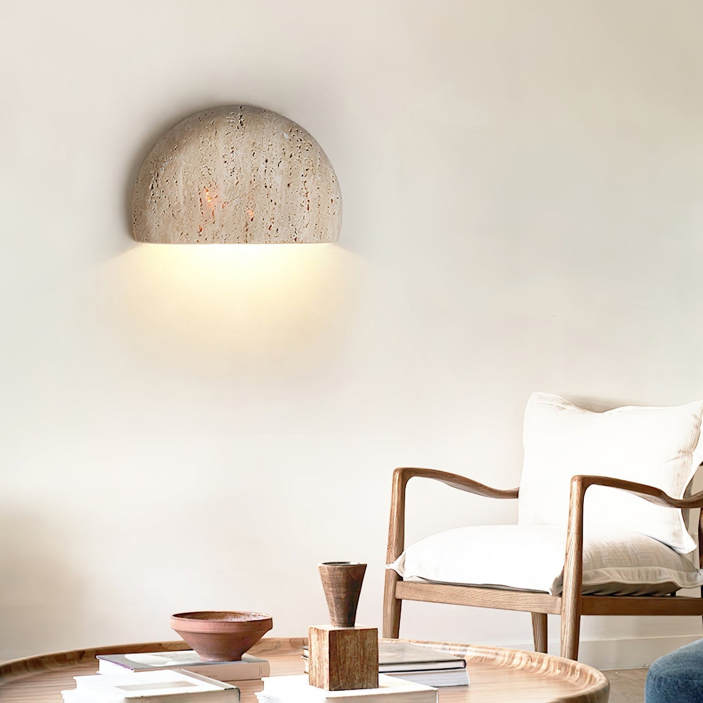 Armarel Half Moon Travertine Wall Light