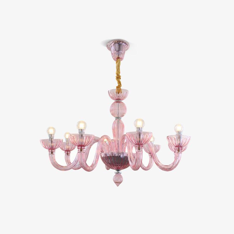 Chandelier Murano Glass Purple Pink