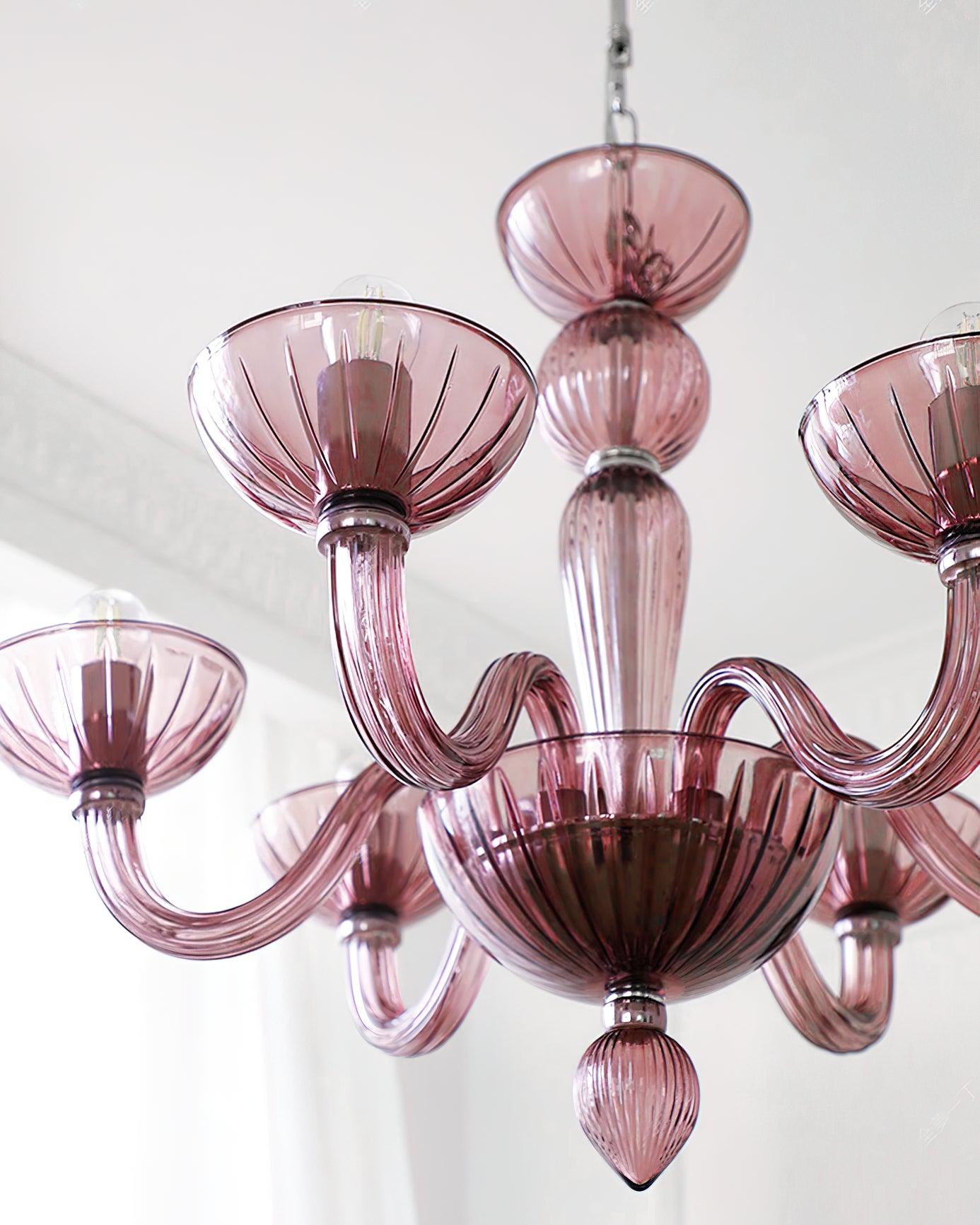 Chandelier Murano Glass Purple Pink