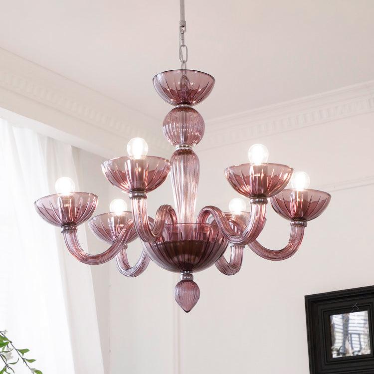 Chandelier Murano Glass Purple Pink