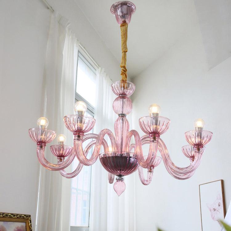 Chandelier Murano Glass Purple Pink