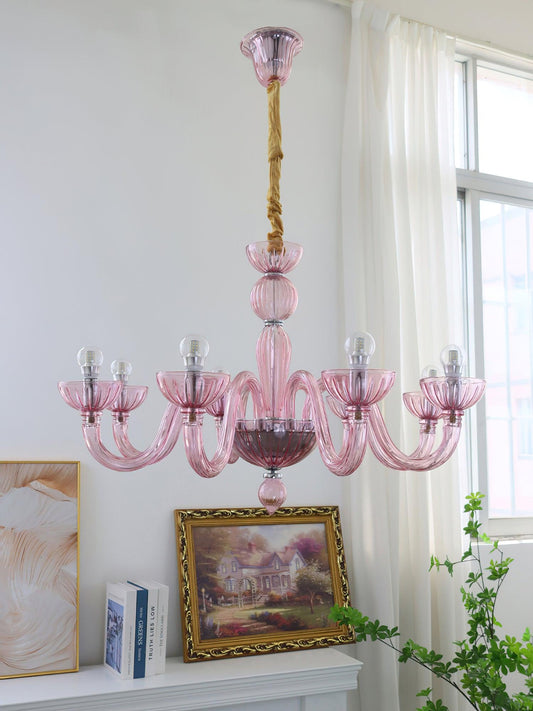 Chandelier Murano Glass Purple Pink
