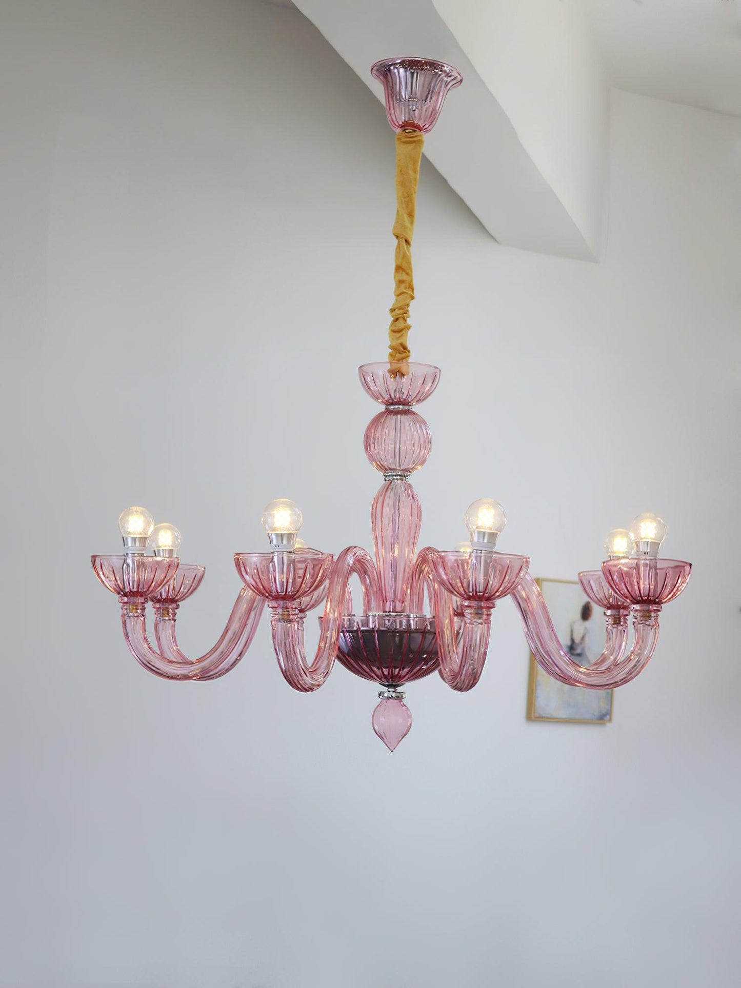 Chandelier Murano Glass Purple Pink