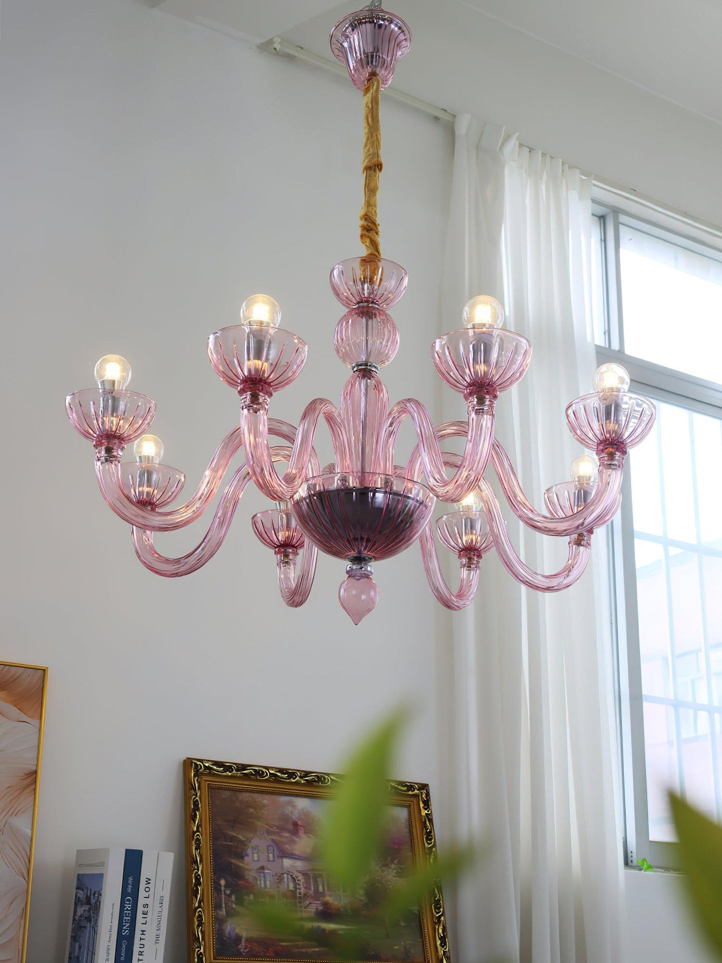Chandelier Murano Glass Purple Pink