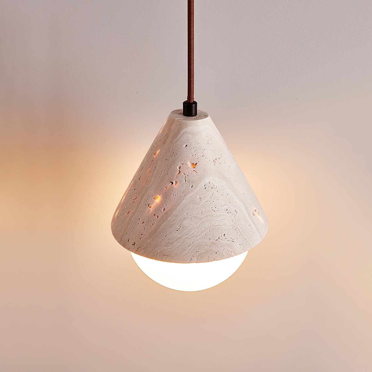 Cevynisra Cone Hemisphere Travertine Pendant Light