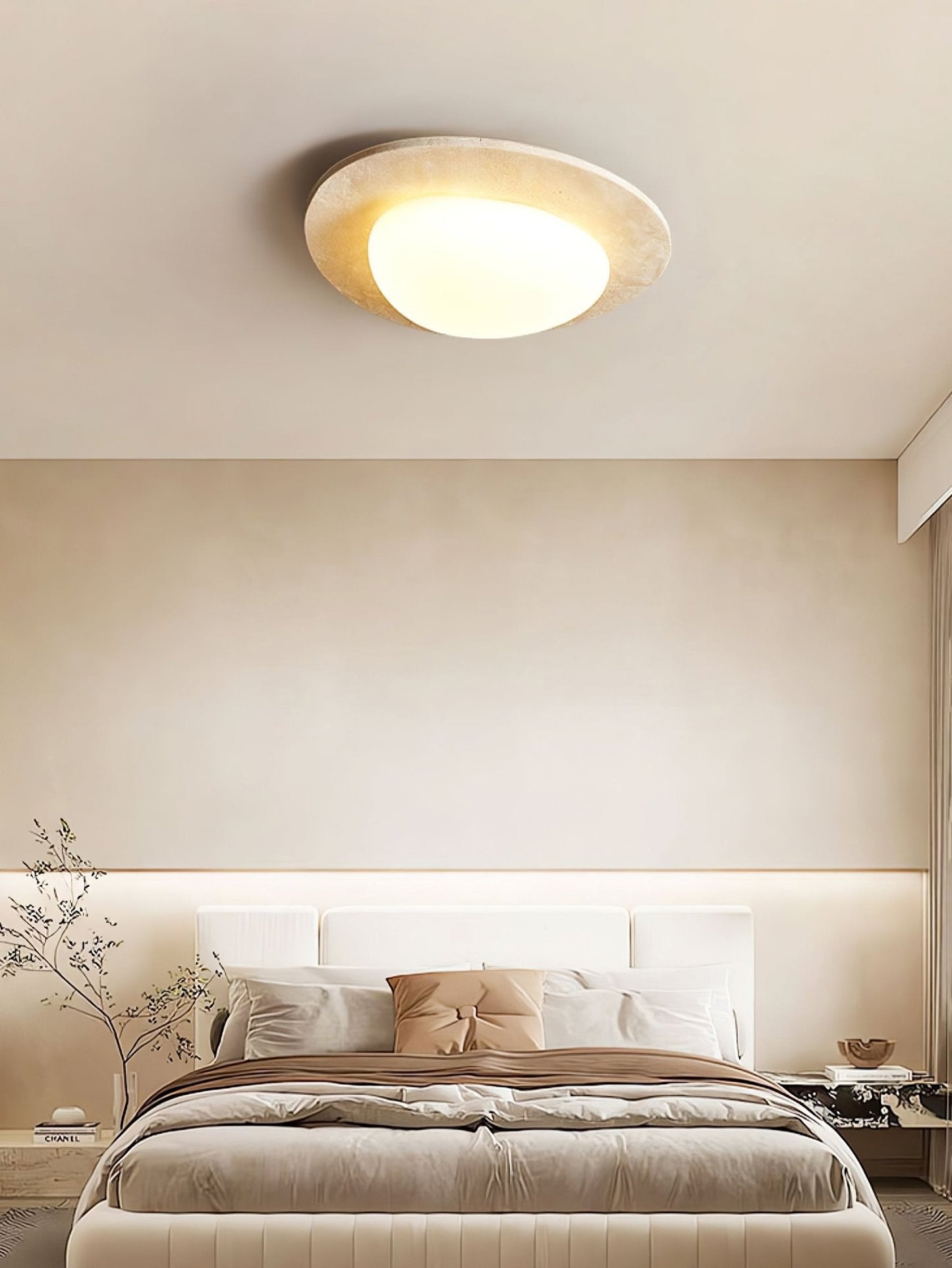 Orlaeisra Circular Travertine Ceiling Light