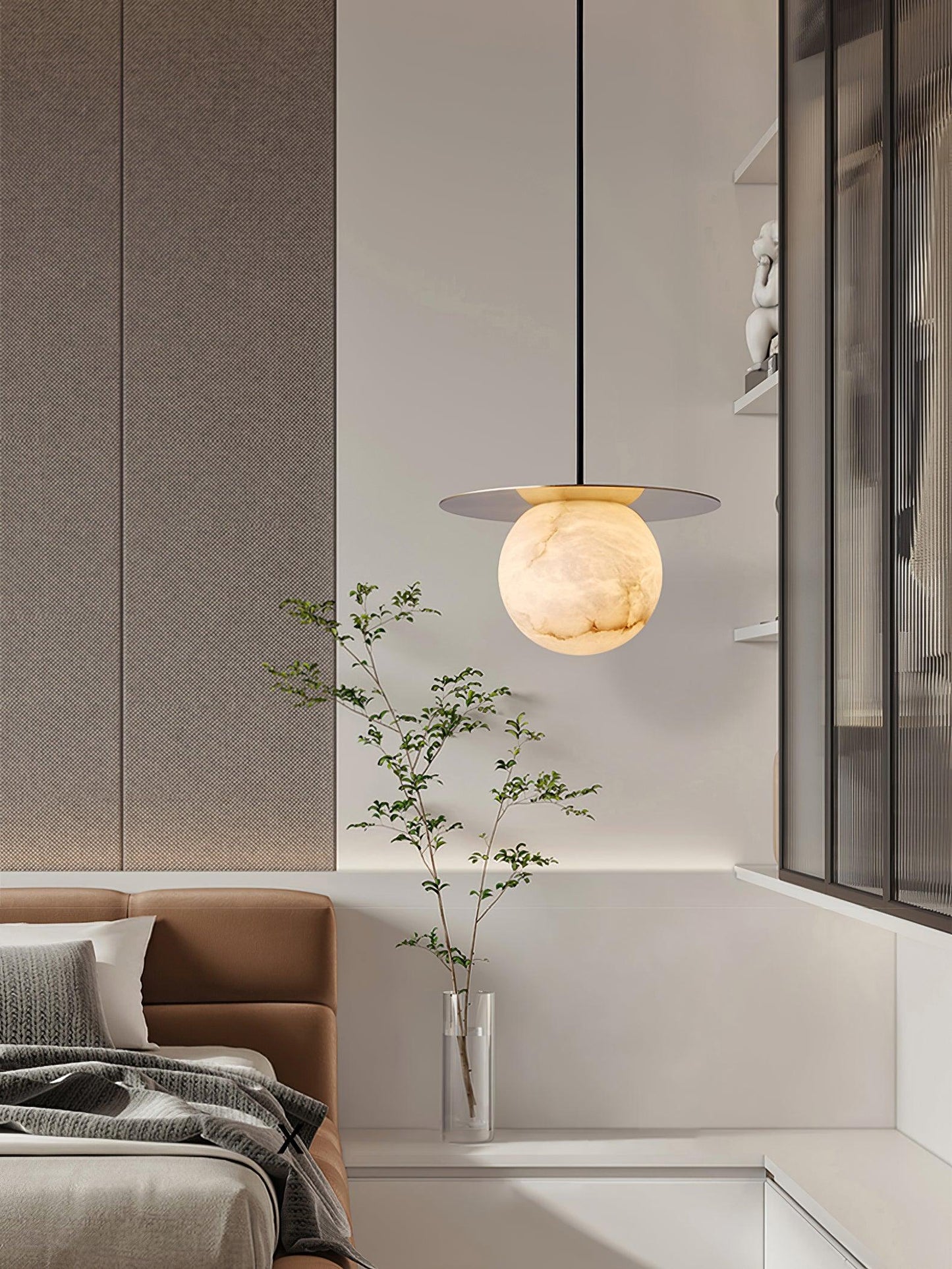 Nyvelyra Sphere Alabaster Pendant Light