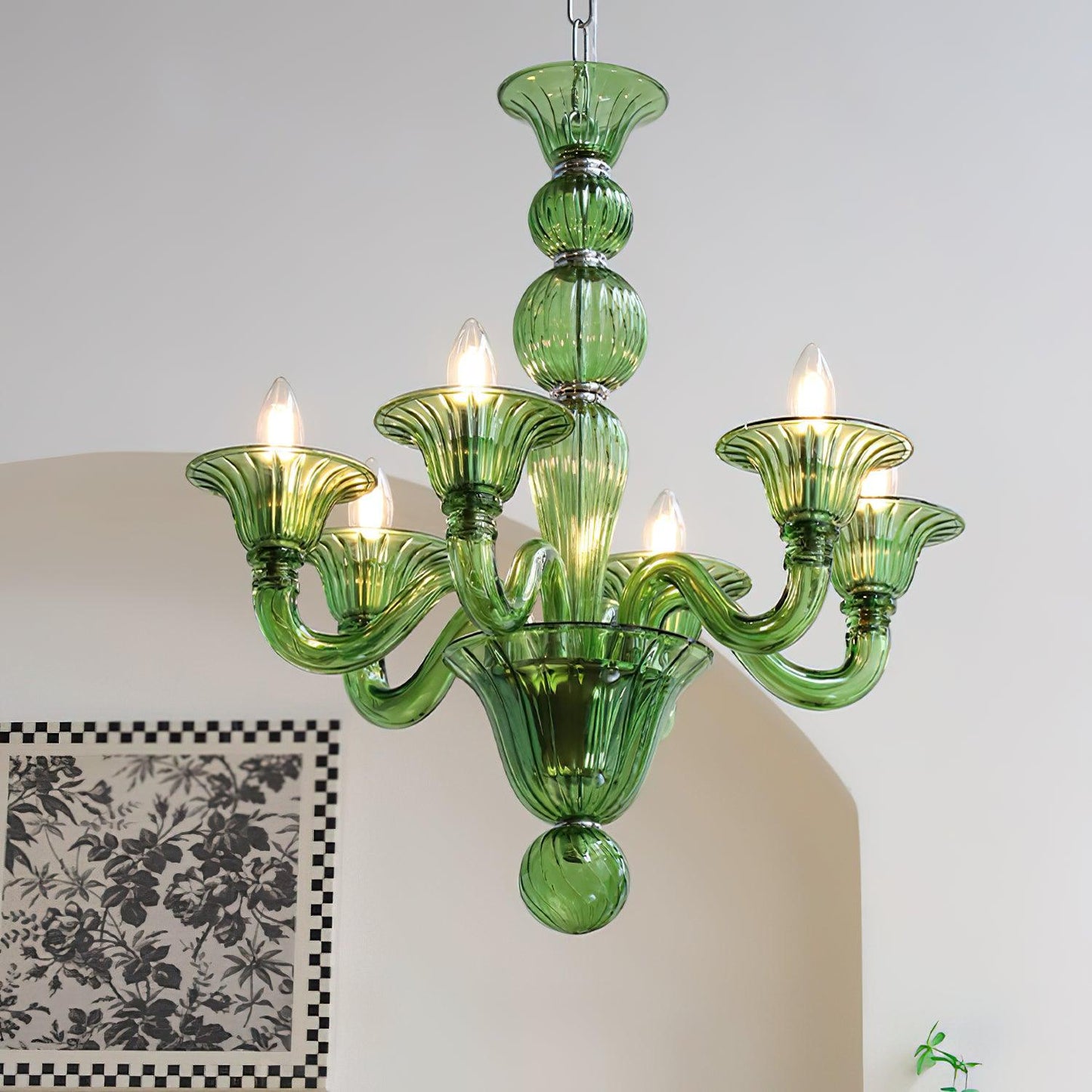 Aurora Chandelier Murano Glass Green