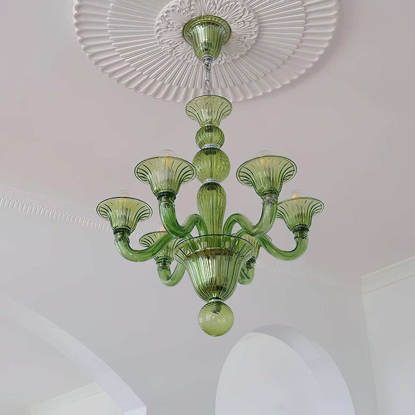 Aurora Chandelier Murano Glass Green