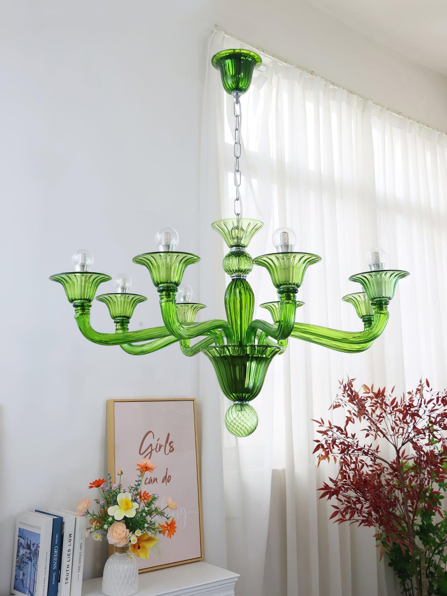 Aurora Chandelier Murano Glass Green