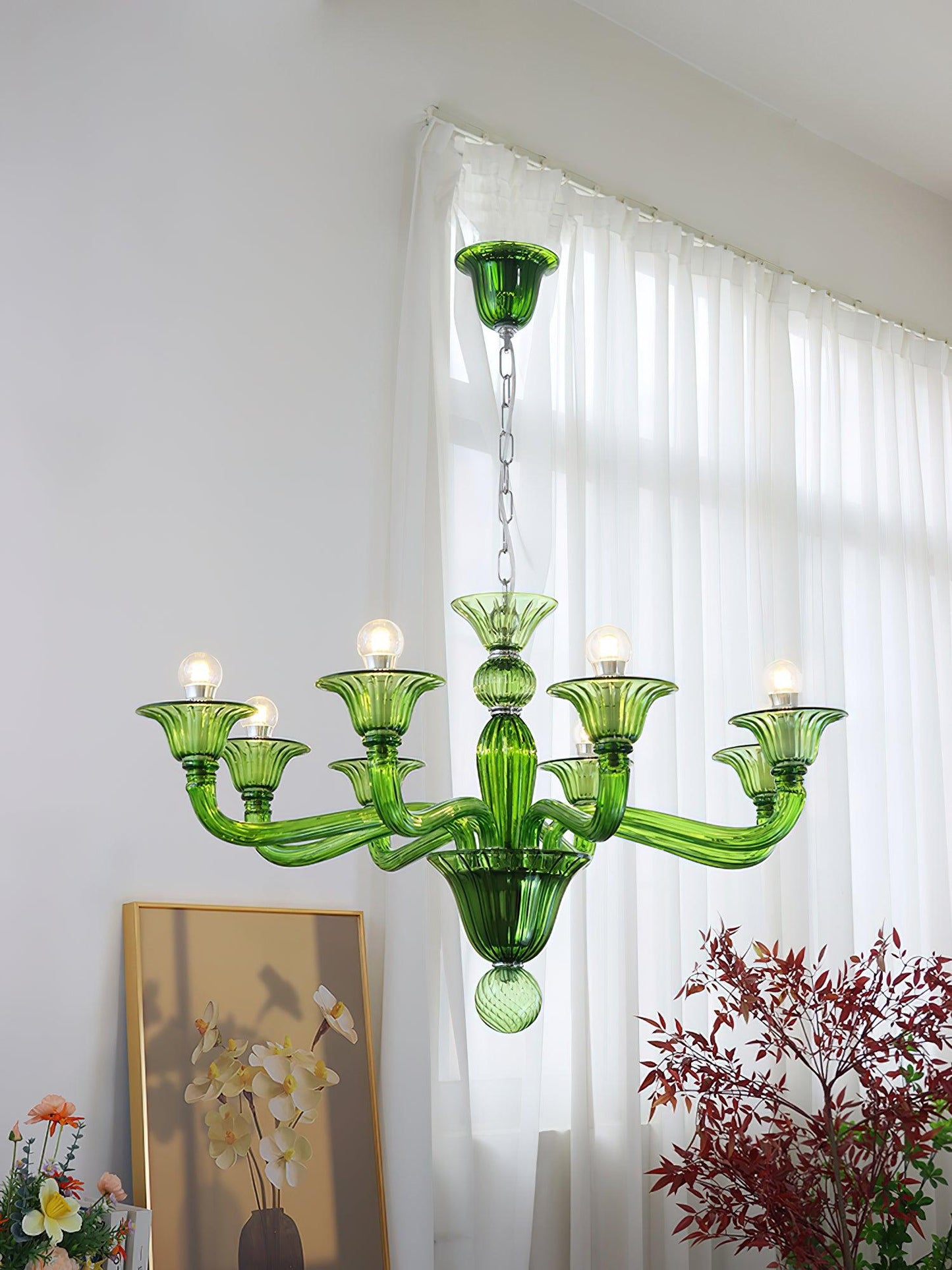 Aurora Chandelier Murano Glass Green