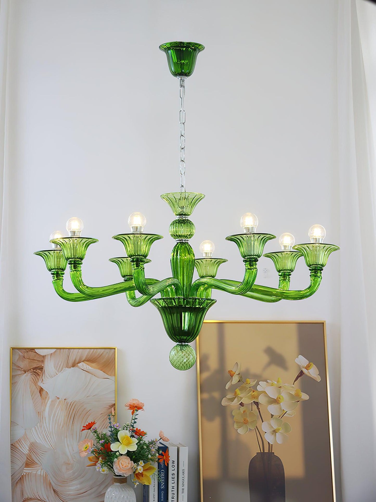 Aurora Chandelier Murano Glass Green