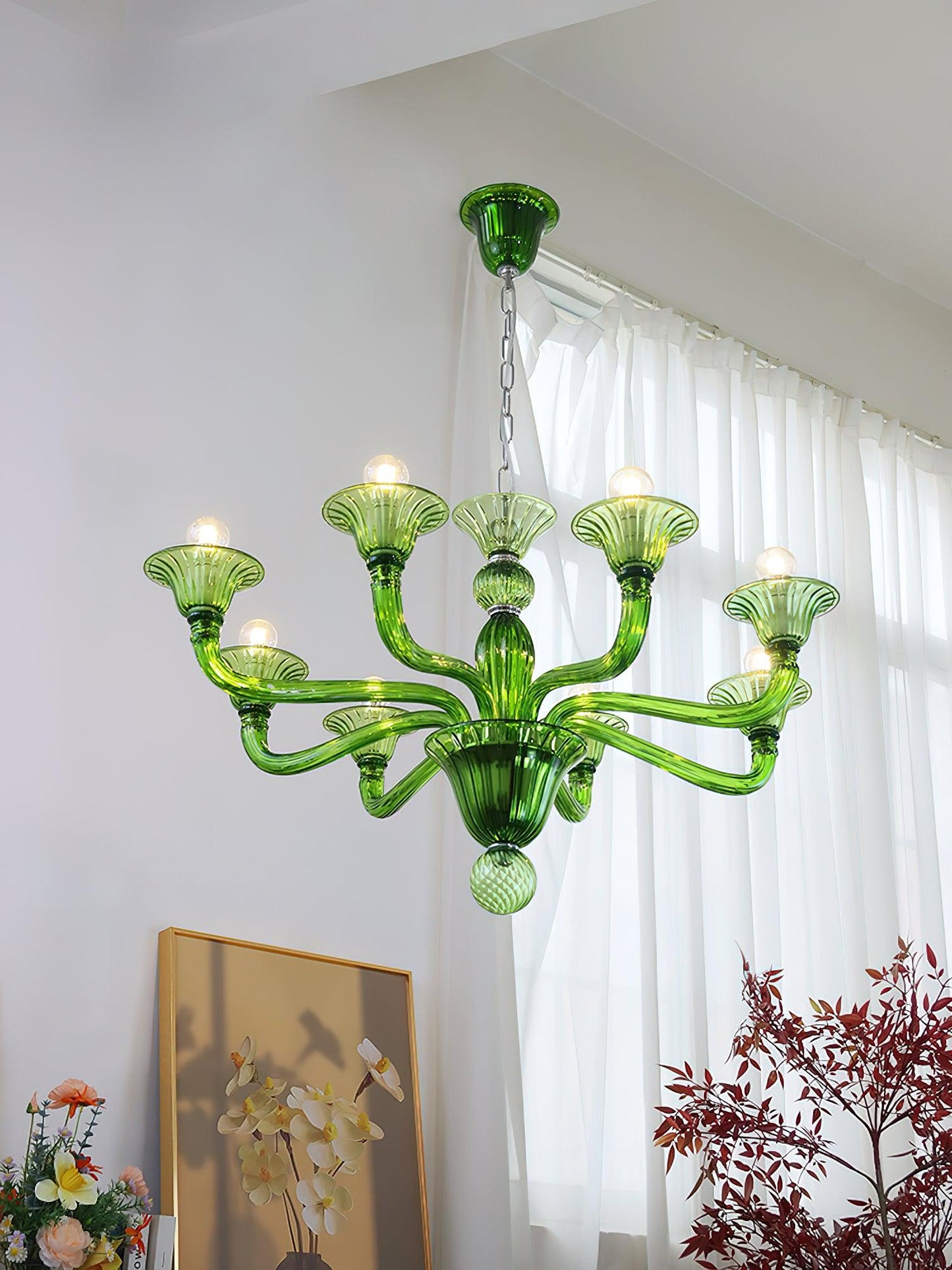 Aurora Chandelier Murano Glass Green
