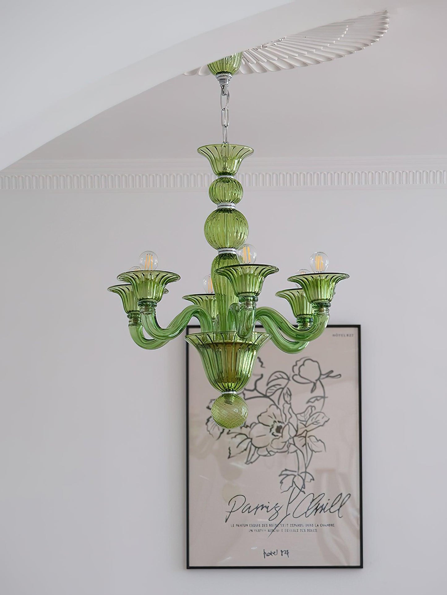 Aurora Chandelier Murano Glass Green
