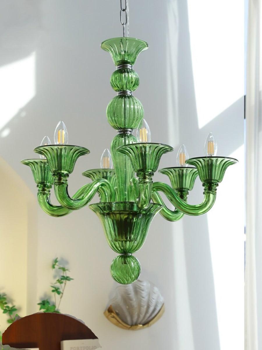 Aurora Chandelier Murano Glass Green