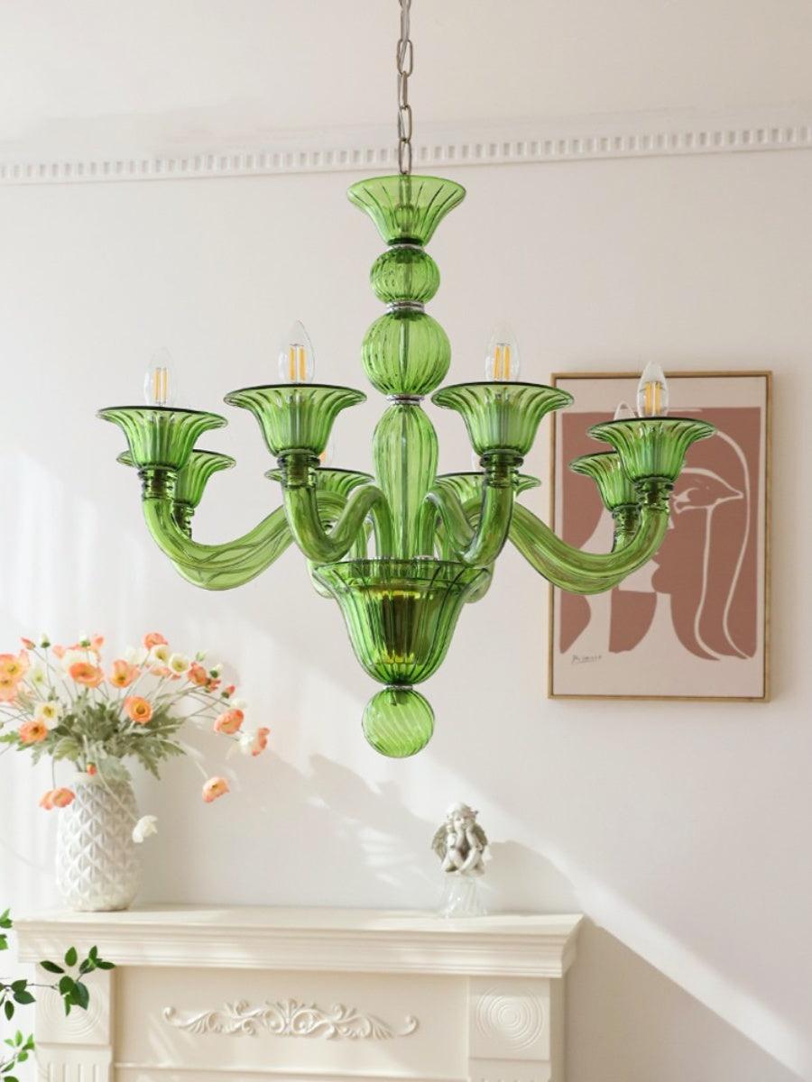 Aurora Chandelier Murano Glass Green