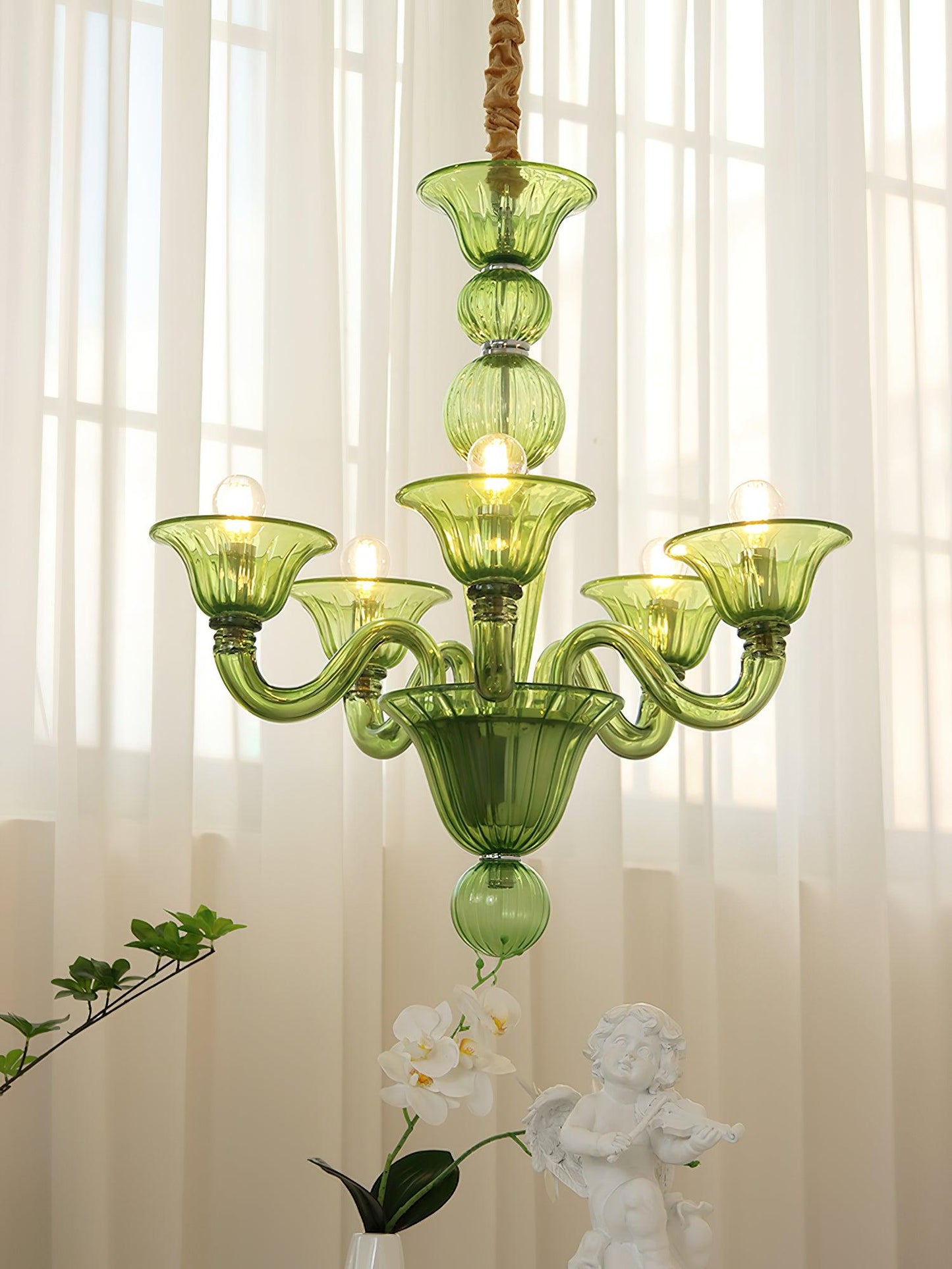 Aurora Chandelier Murano Glass Green