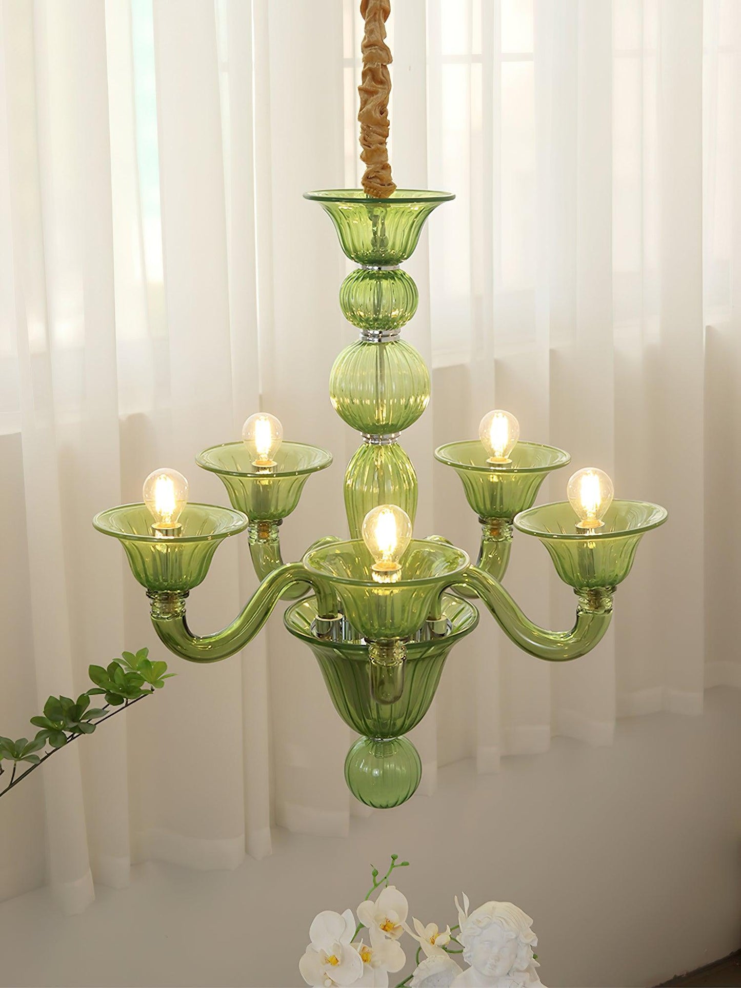 Aurora Chandelier Murano Glass Green
