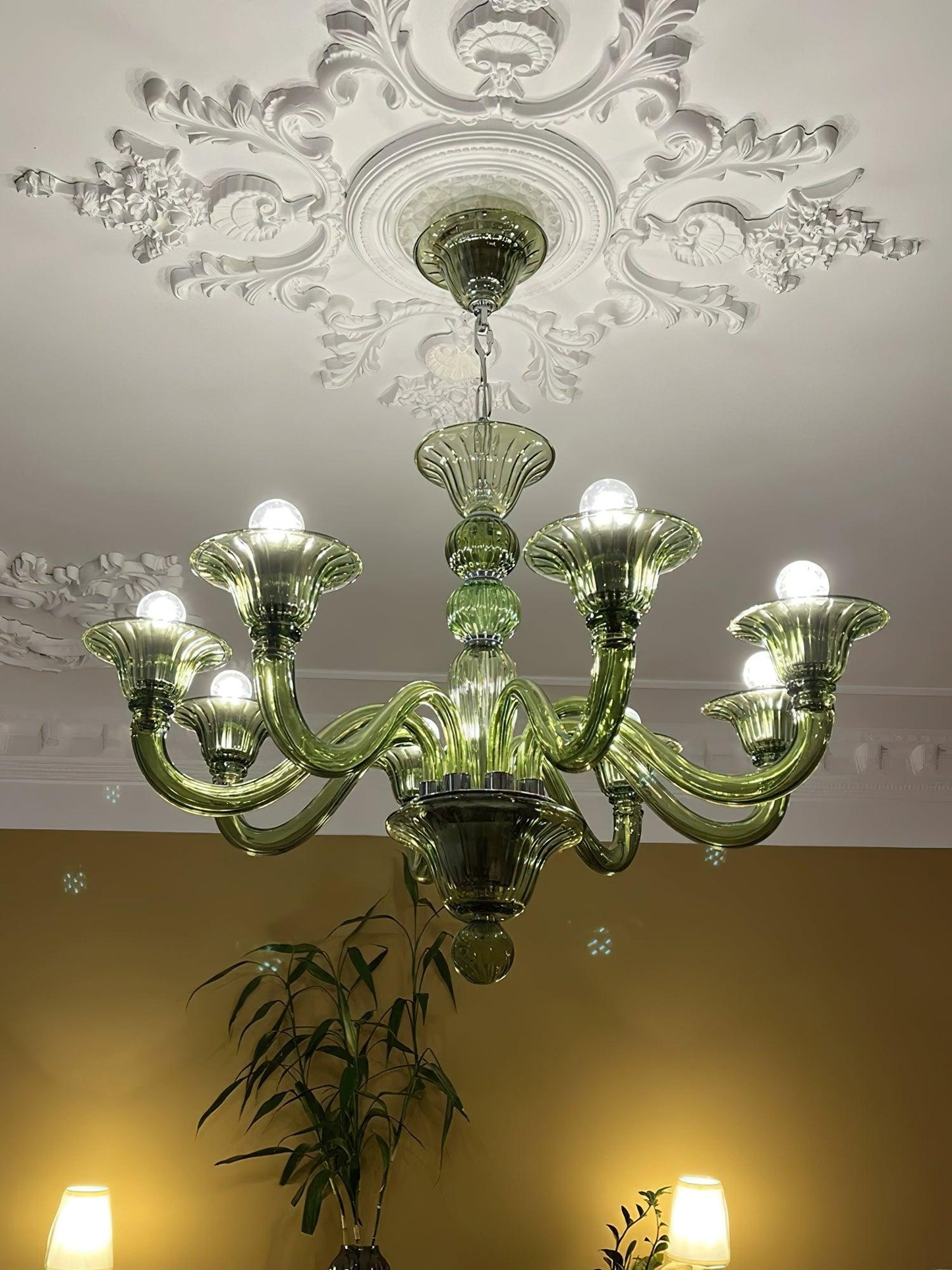 Aurora Chandelier Murano Glass Green