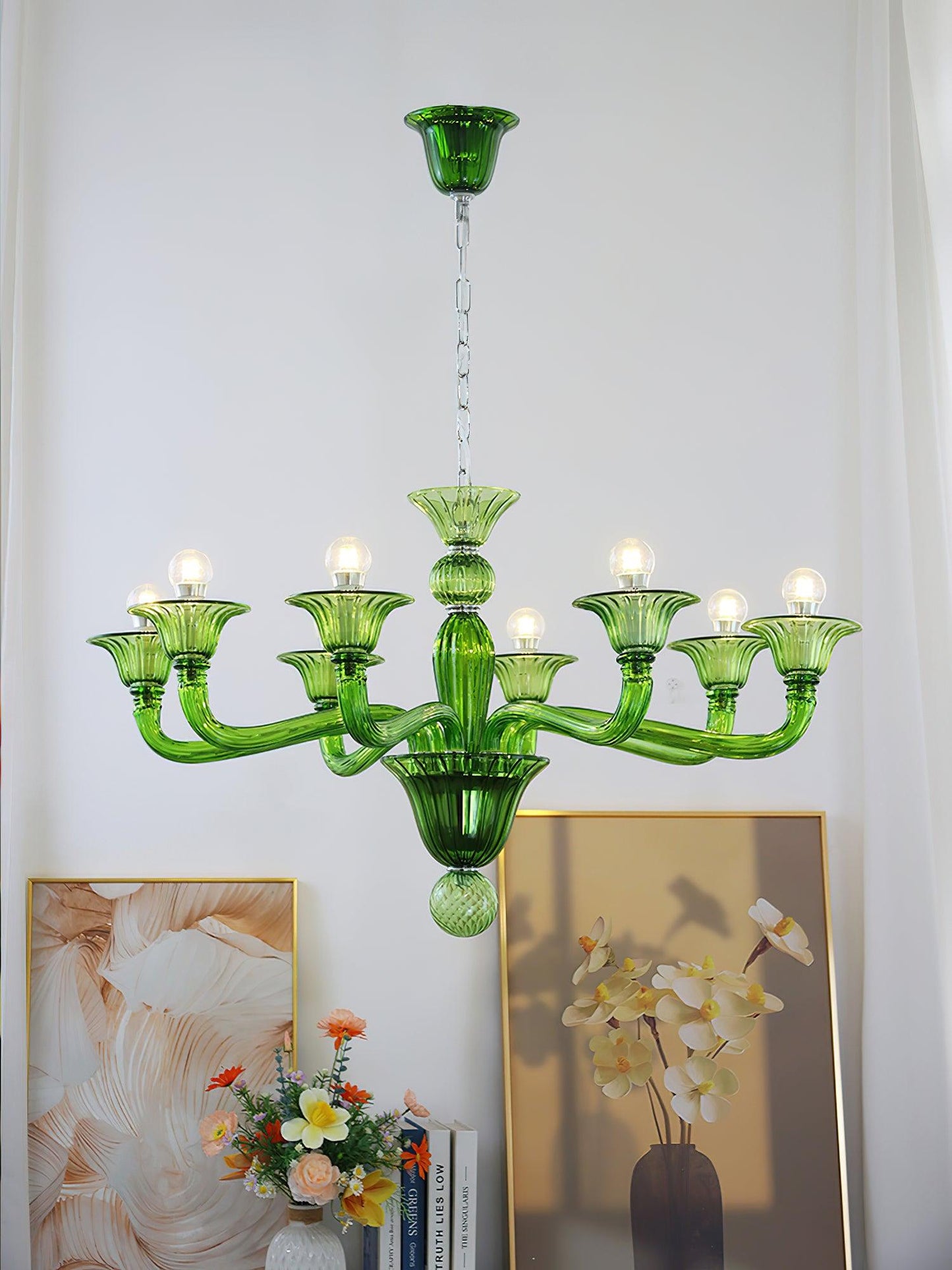 Aurora Chandelier Murano Glass Green