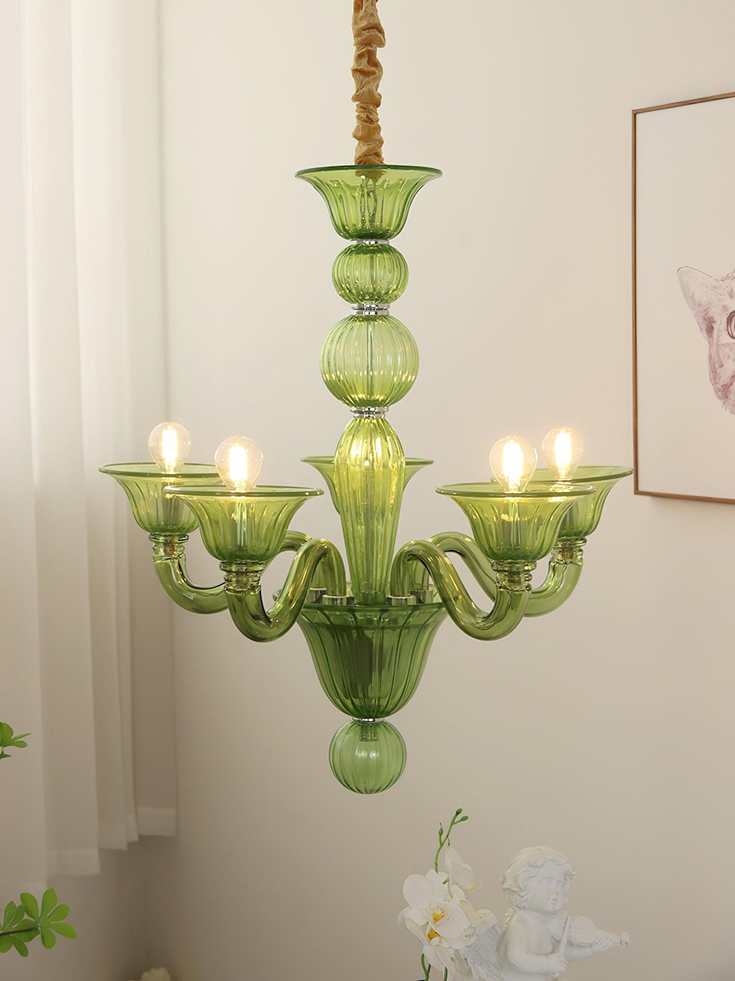 Aurora Chandelier Murano Glass Green