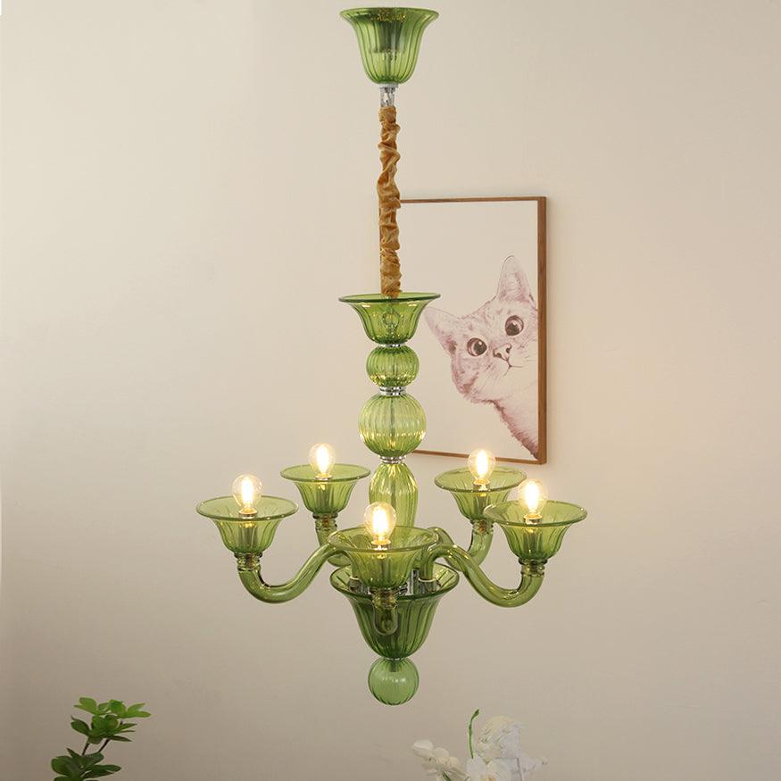 Aurora Chandelier Murano Glass Green