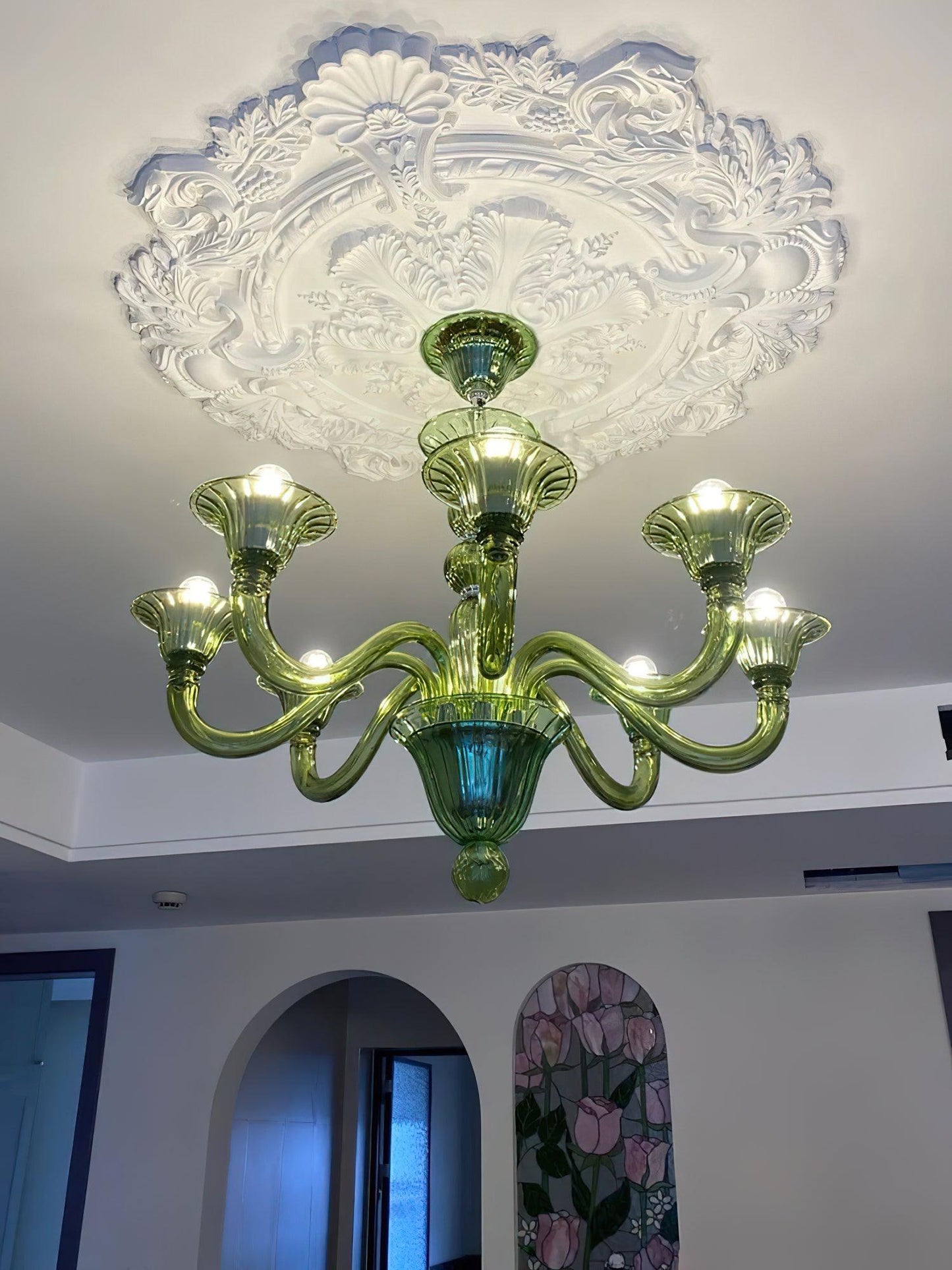 Aurora Chandelier Murano Glass Green