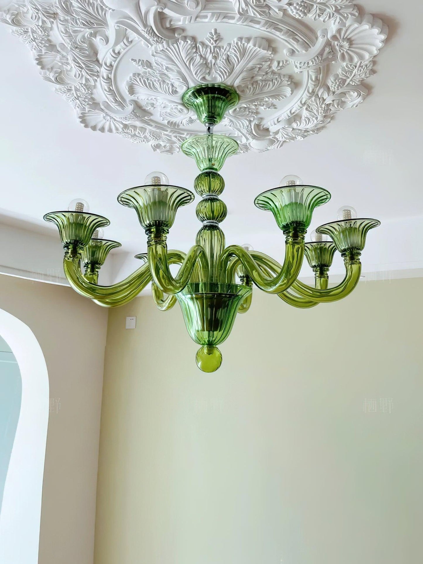 Aurora Chandelier Murano Glass Green