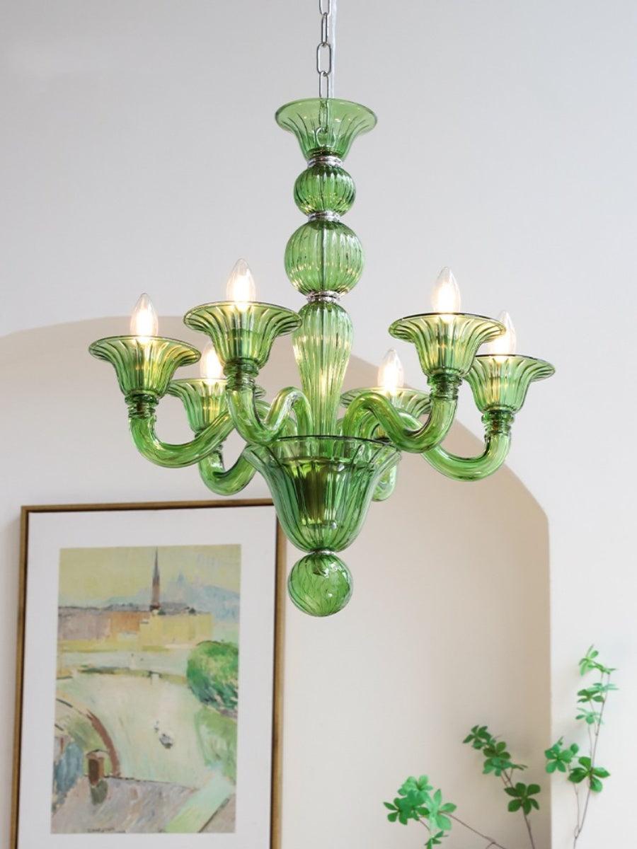 Aurora Chandelier Murano Glass Green
