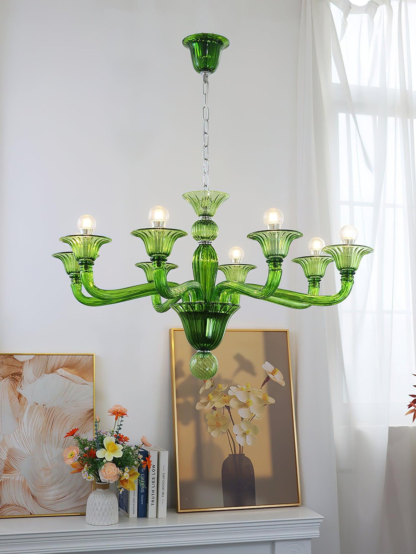 Aurora Chandelier Murano Glass Green