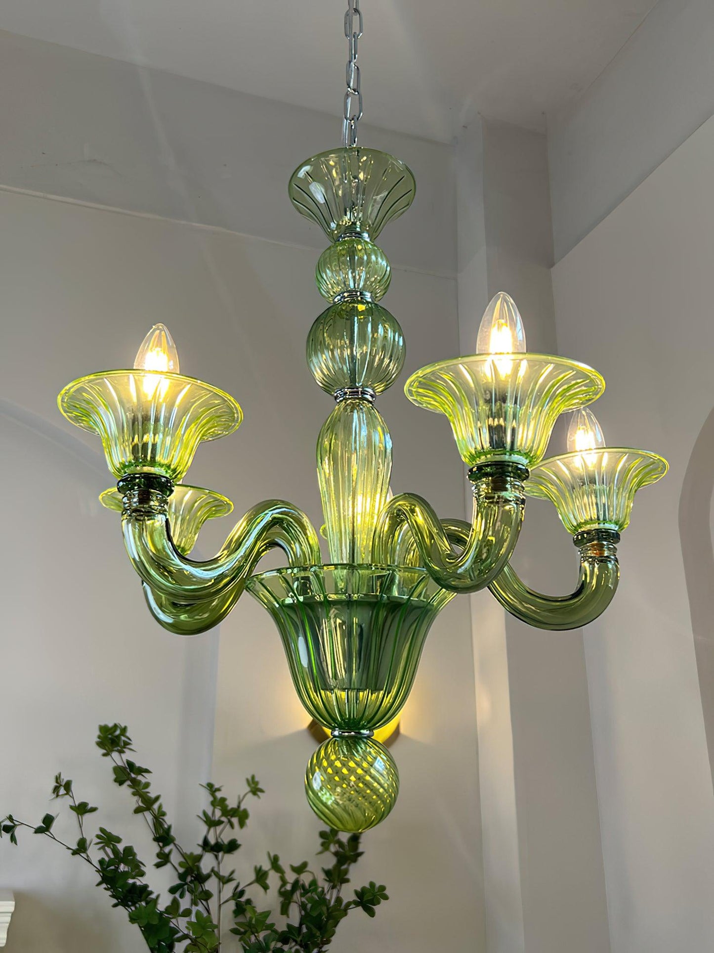 Aurora Chandelier Murano Glass Green
