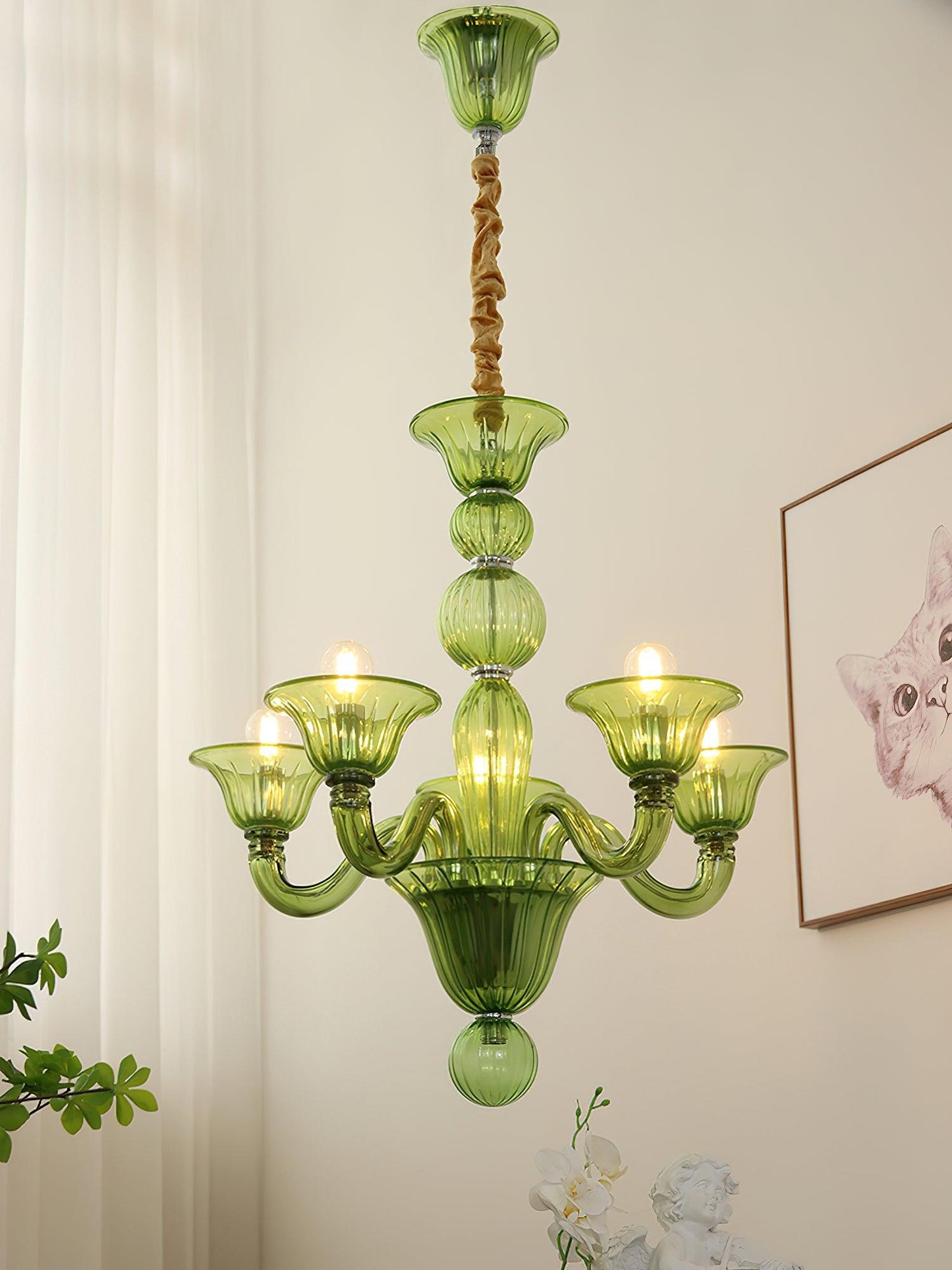 Aurora Chandelier Murano Glass Green