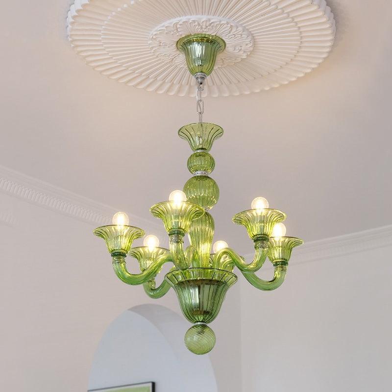 Aurora Chandelier Murano Glass Green